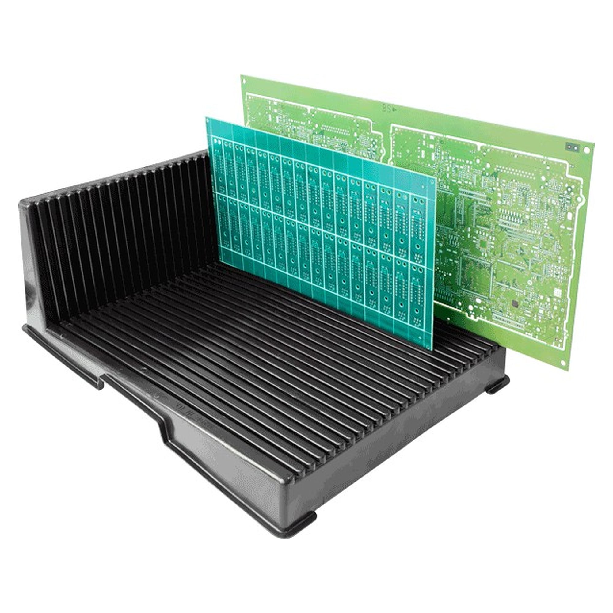 PCB Angle-Rack TYPE II, Black, Conductive PP, 268 x 355 x 128 mm