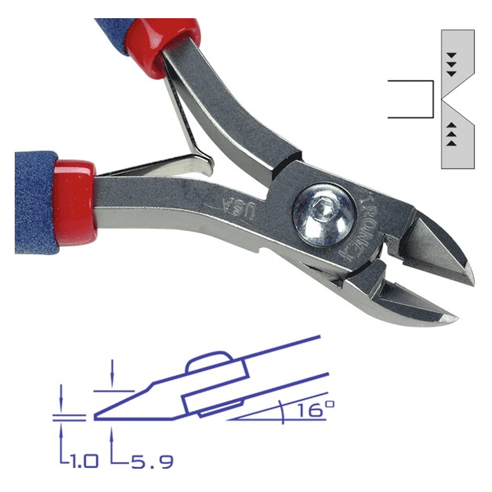 TRONEX ESD-Seitenschneider 5113 ovaler Kopf Cu 0,10-1,00 mm