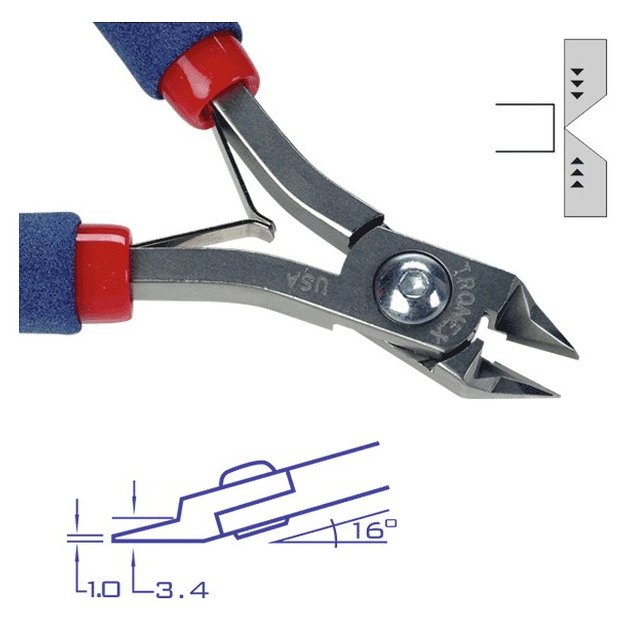 Pince coupante ESD TRONEX 5223E tête effilée à méplat