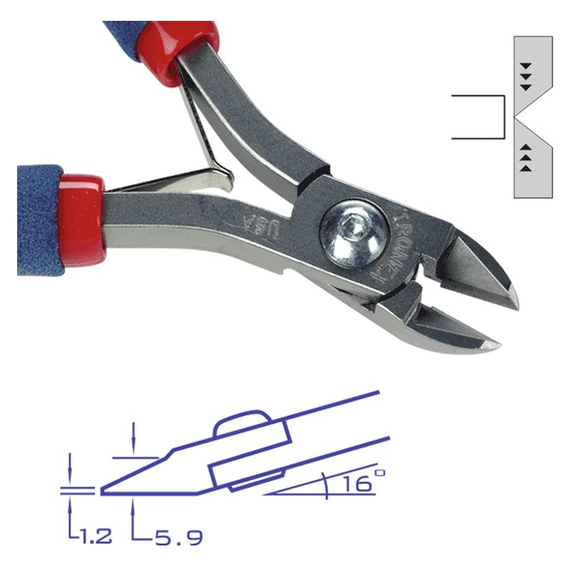 TRONEX ESD-Seitenschneider 5513 großer ovaler Kopf Cu 0,10-1,30 mm