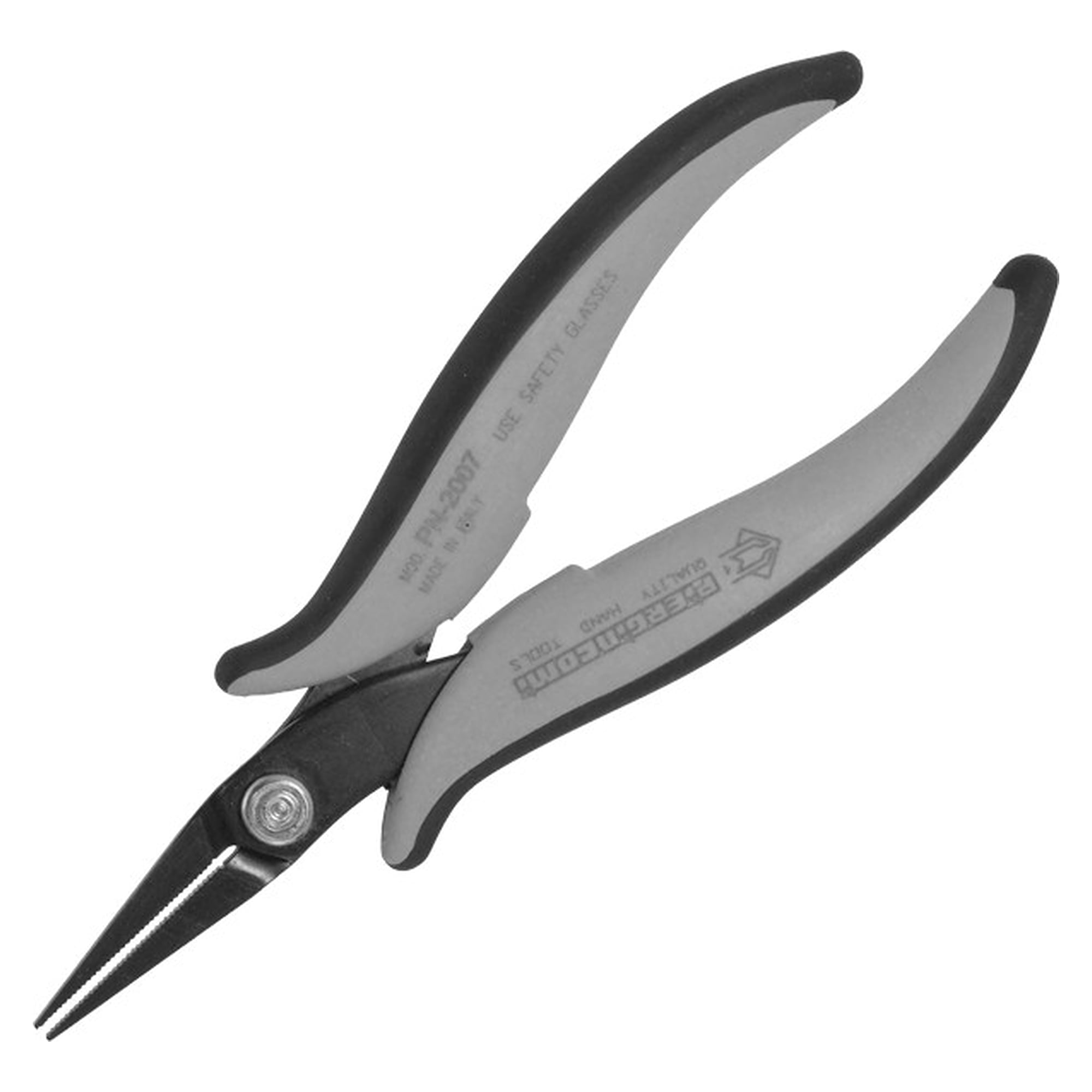 ESD Gripping Pliers, Long Flat Nose, Serrated Jaws