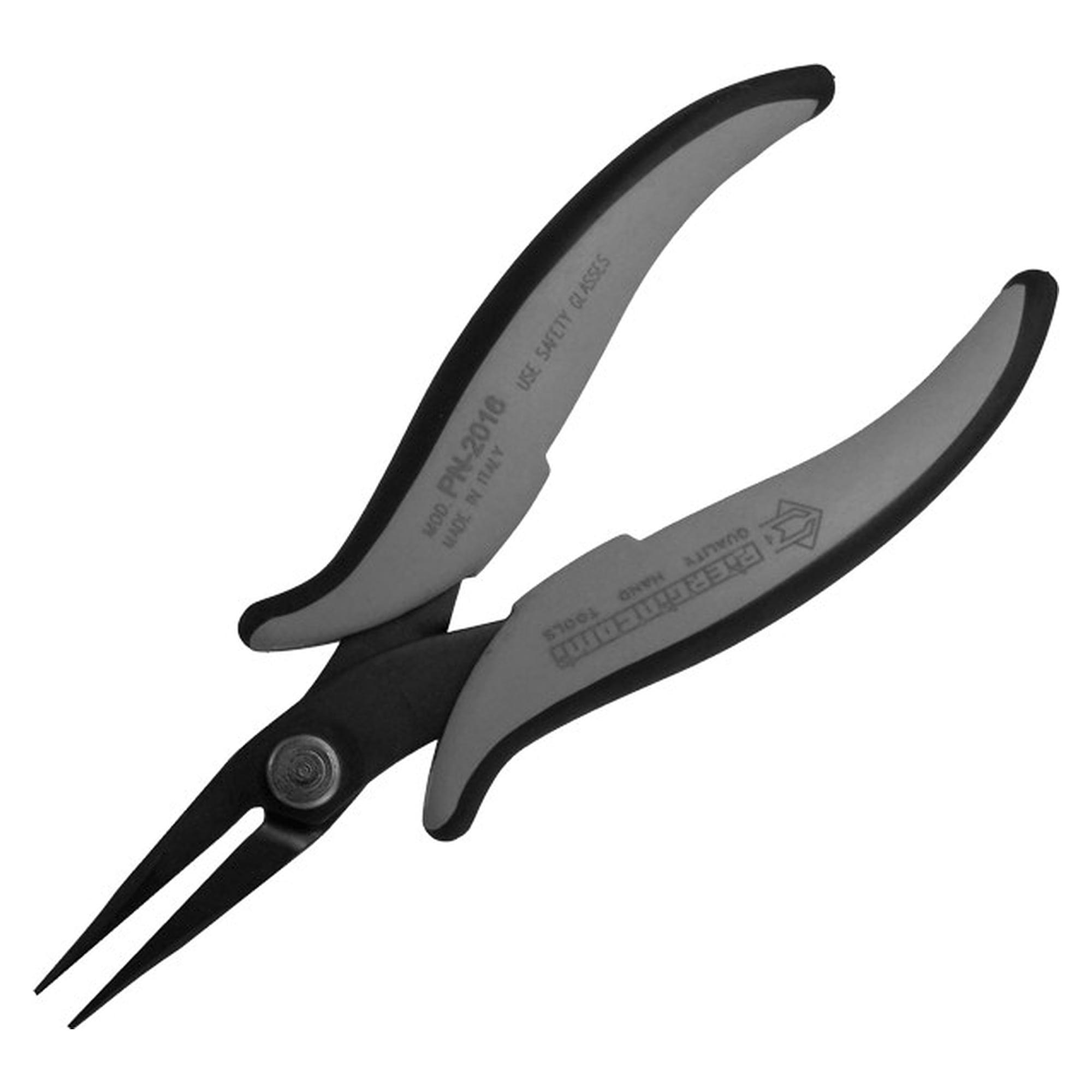 ESD Gripping Pliers, Long Pointed Round Nose, Smooth Jaws