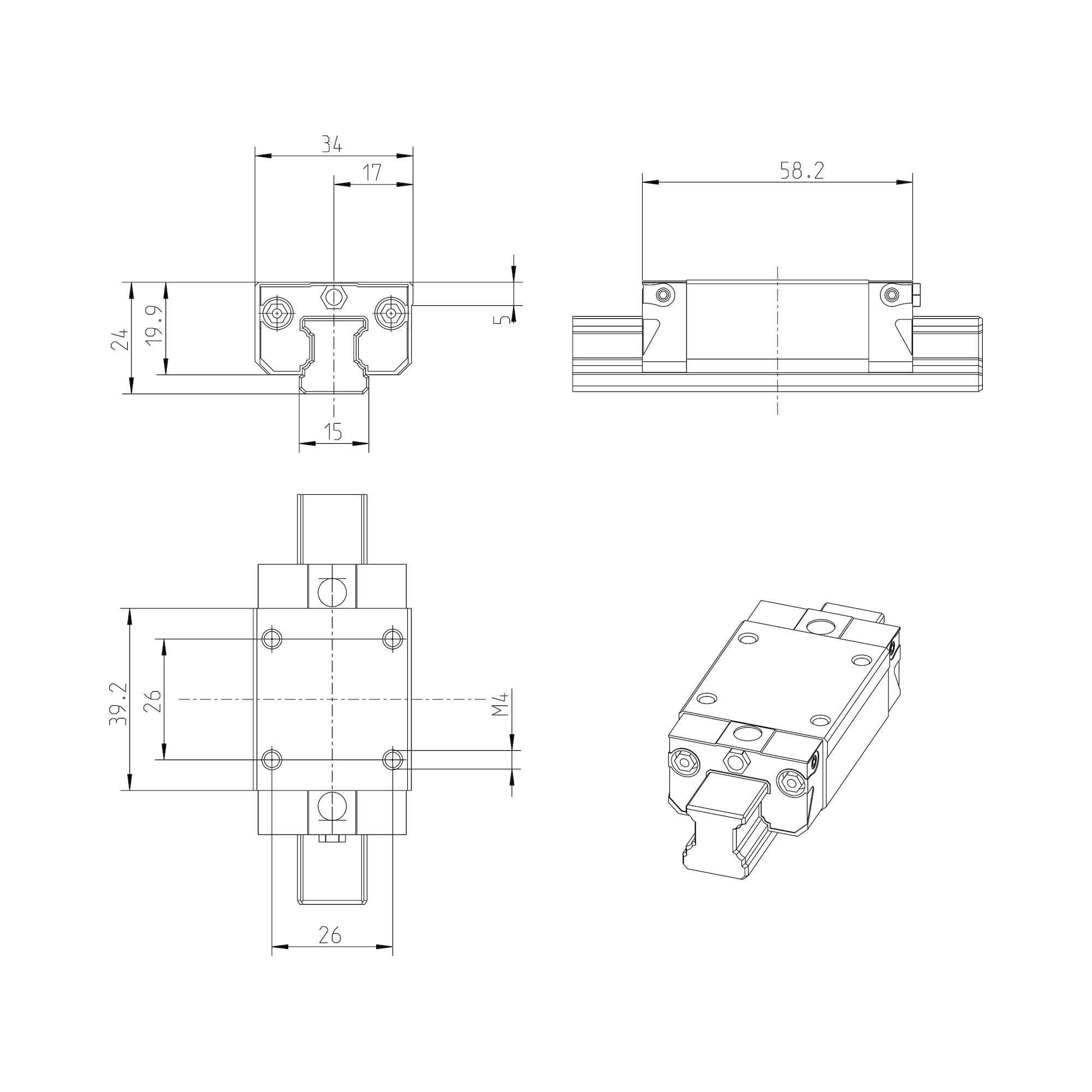 Bosch Rexroth R162912031. GUIDE À BILLES EN ACIER AU CARBONE KWD-015-SNS-C1-N-2 S