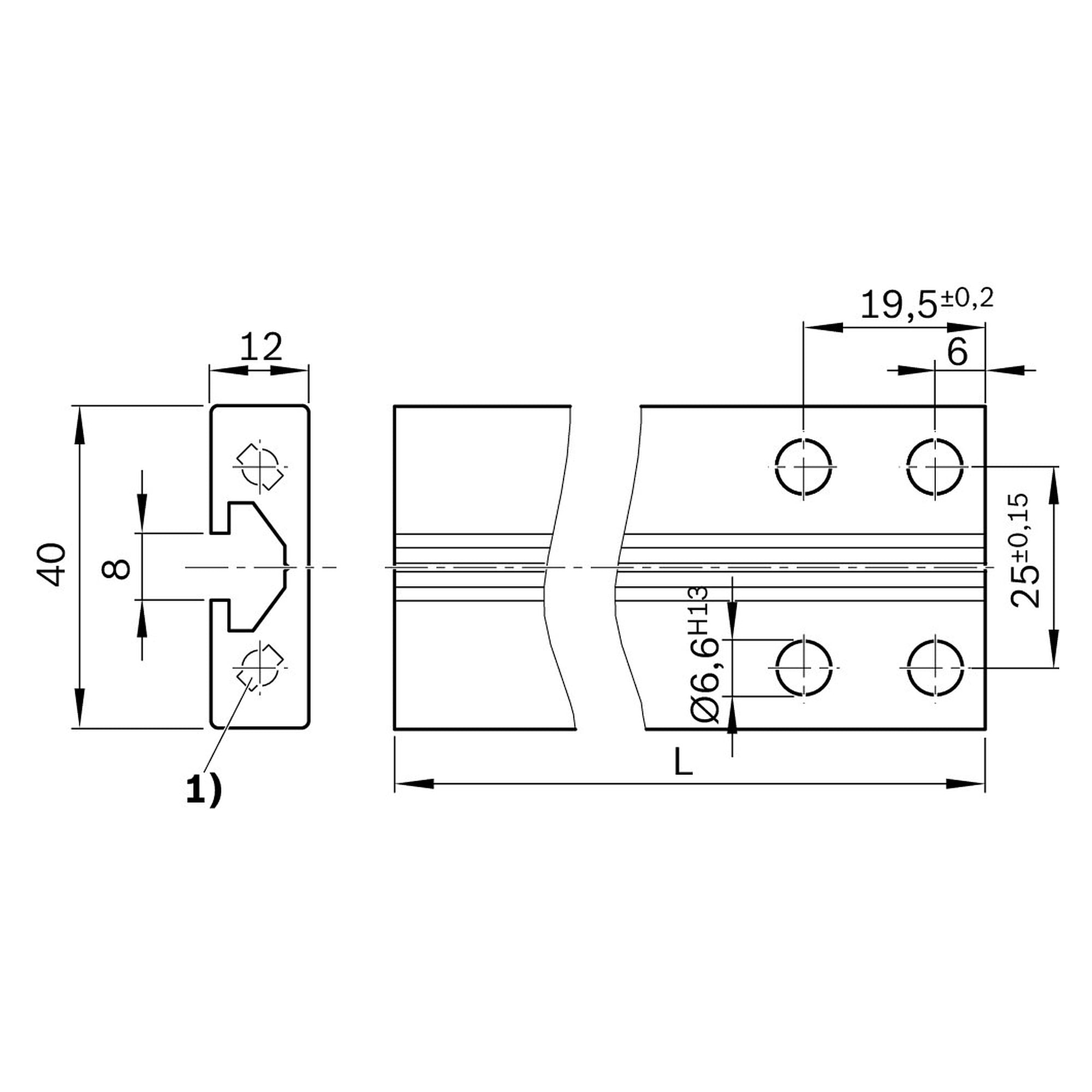 Profilé aluminium 12X40X200 BG - Bosch Rexroth R039170012