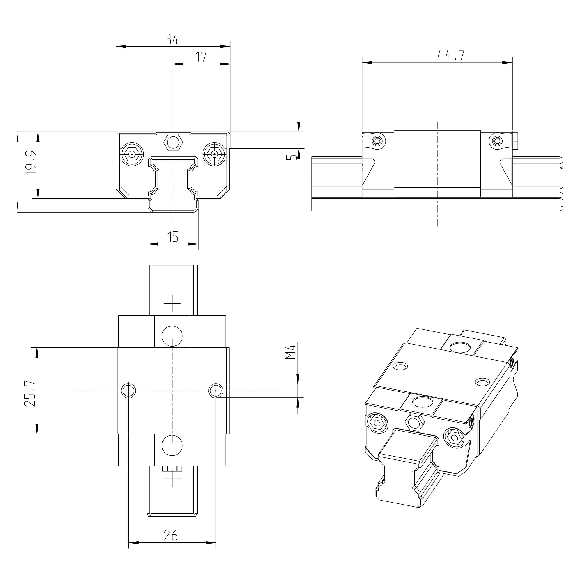 Patin à billes KWD-015-SKS-C1-N-1 - Bosch Rexroth R16661142Y