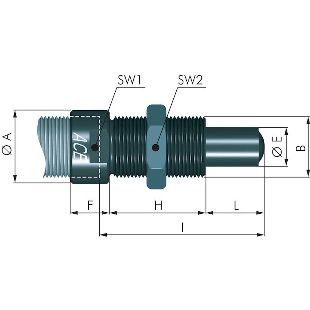 ACE BV 6450. Bolzenvorlagerung, M 64x2, für MA 6450..., MC 6450...