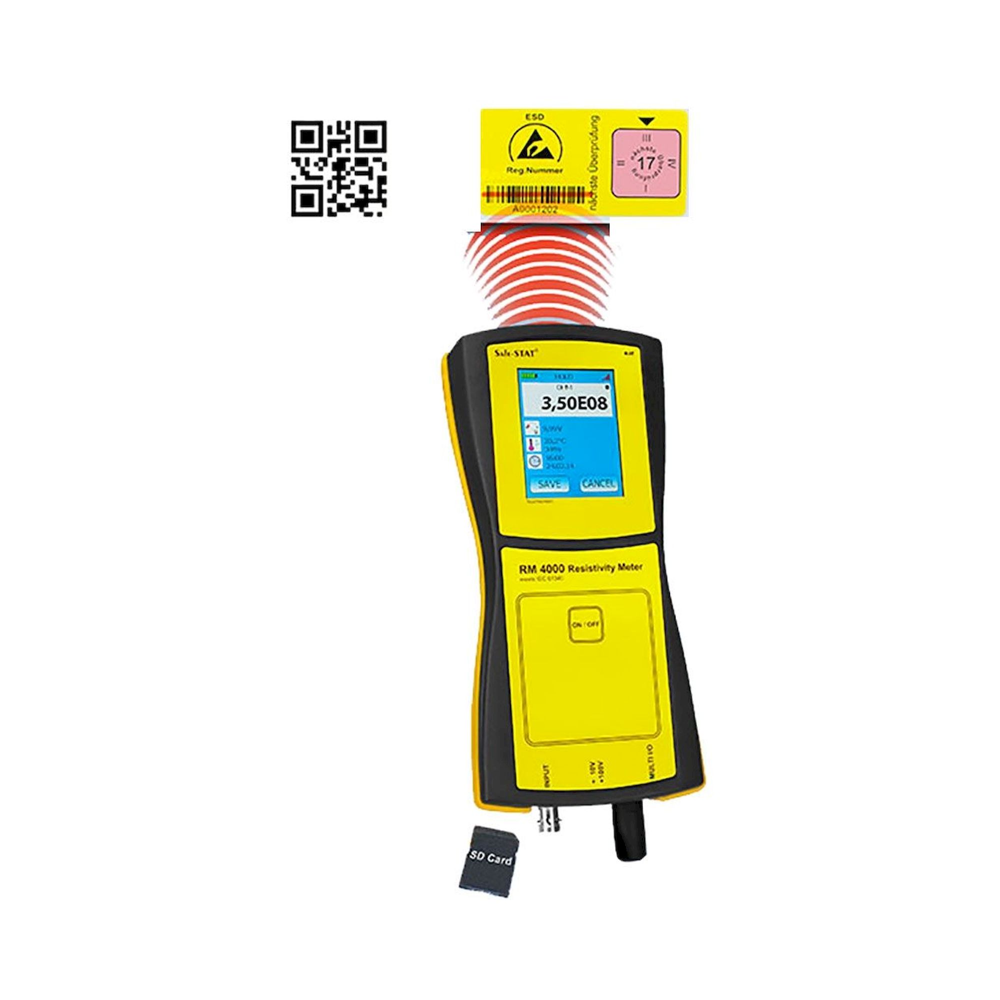 Teraohmmeter-Kit kalibriert mit Barcode- und QR-Leser - A1-ESD Safe-Stat RM 4000