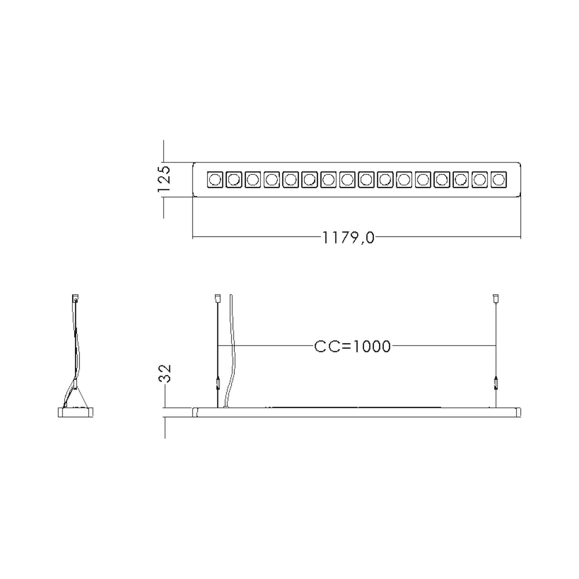 Glamox C77-P125x1200 pendant luminaire, 6577 lm, 3000 K, DALI dimmable