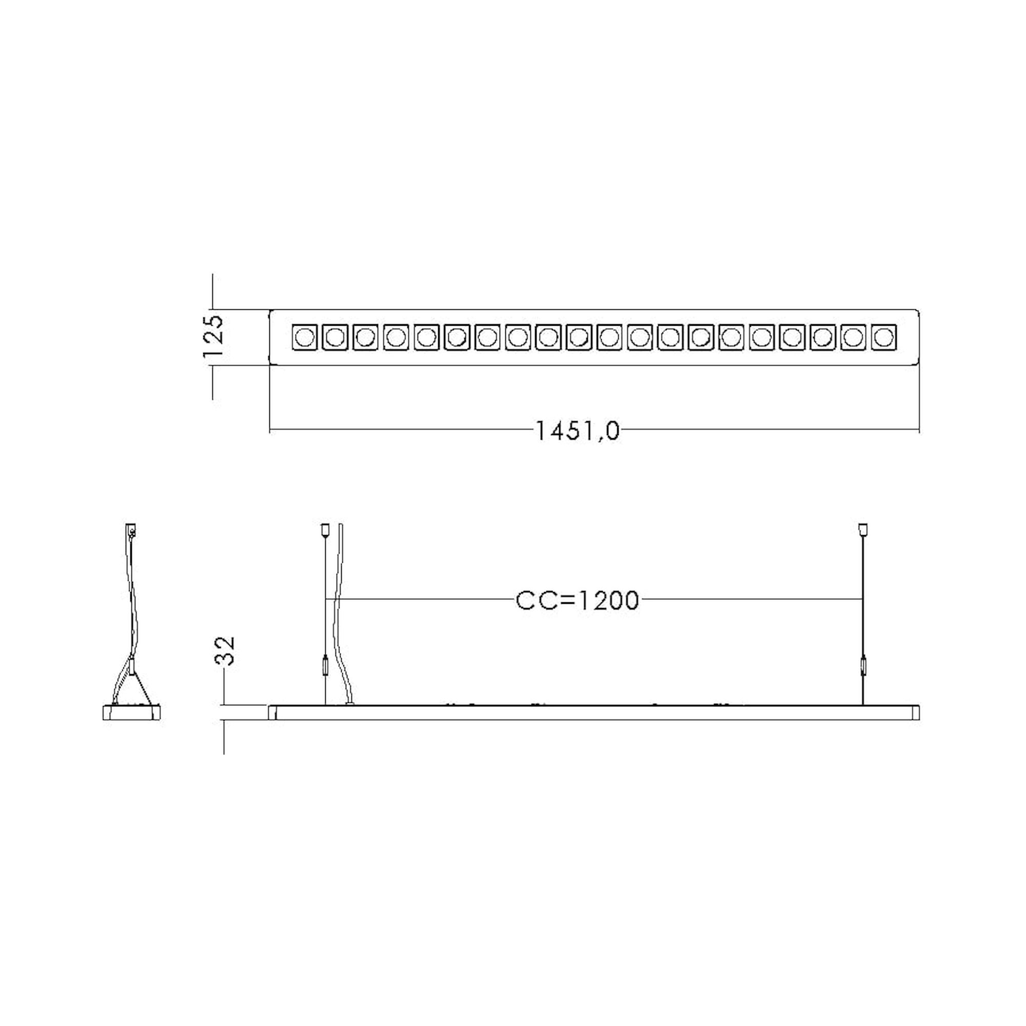 Glamox C77-P125x1500 suspension, 4246 lm, 3000 K, à gradation DALI
