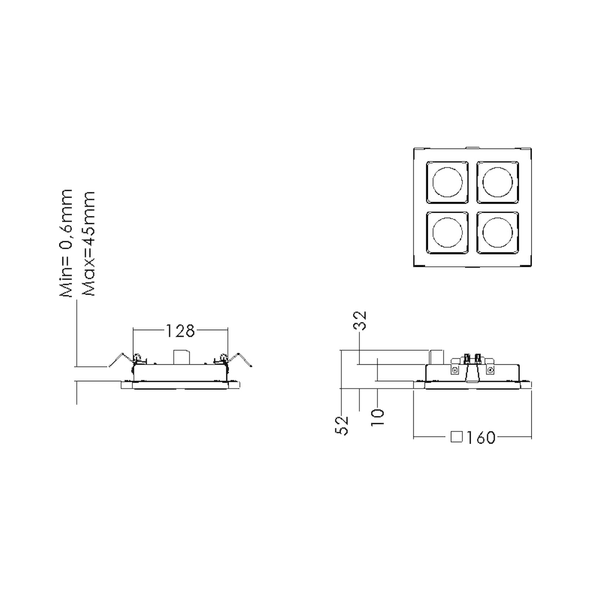 Glamox C77-R160x160 Downlight, 1879 lm, 4000 K, schaltbar