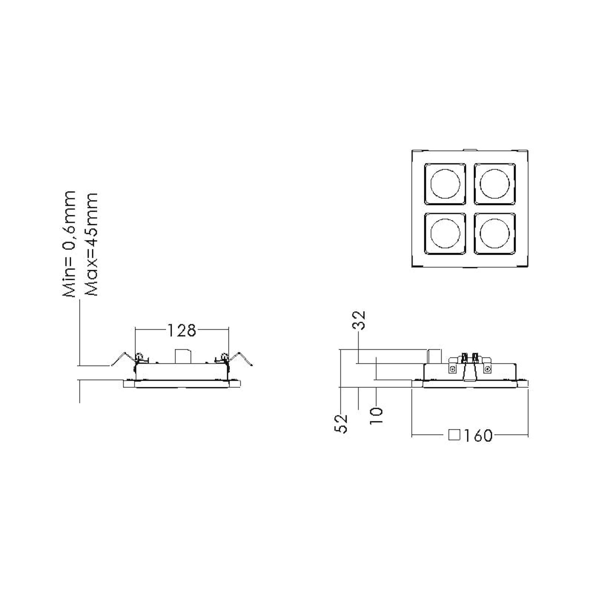 Glamox C77-R160x160 downlight, 1002 lm, 3000 K, à gradation DALI