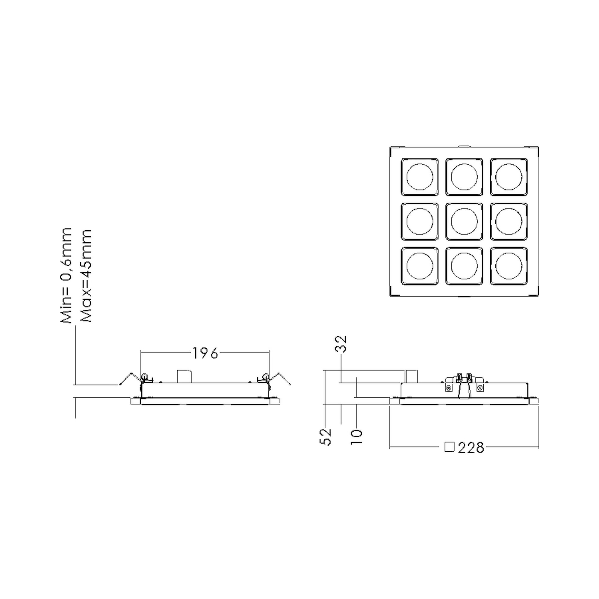 Glamox C77-R230x230 downlight, 1679 lm, 3000 K, à gradation DALI