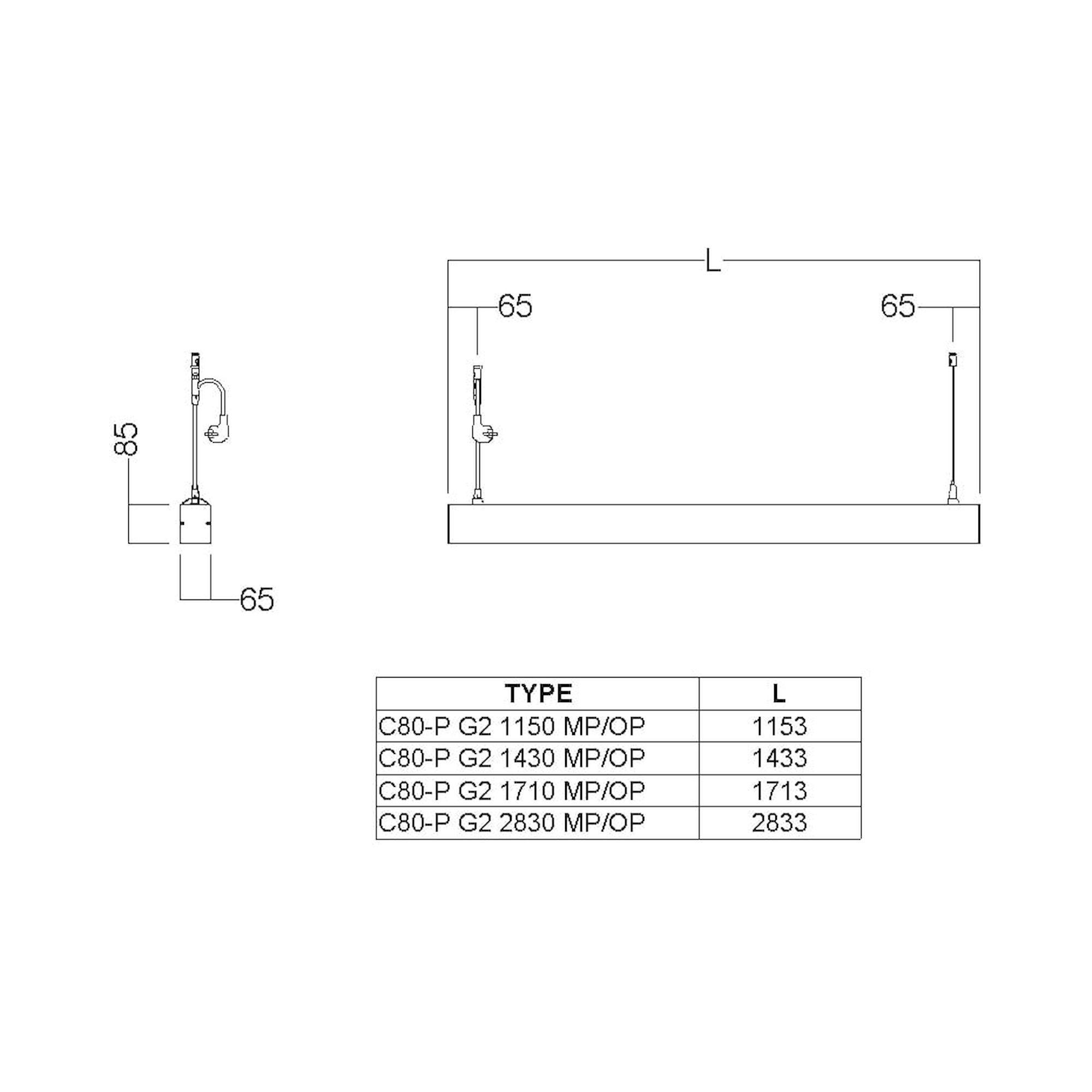 Glamox C80-P2830 Pendelleuchte, 12599 lm, 3000 K, DALI-dimmbar