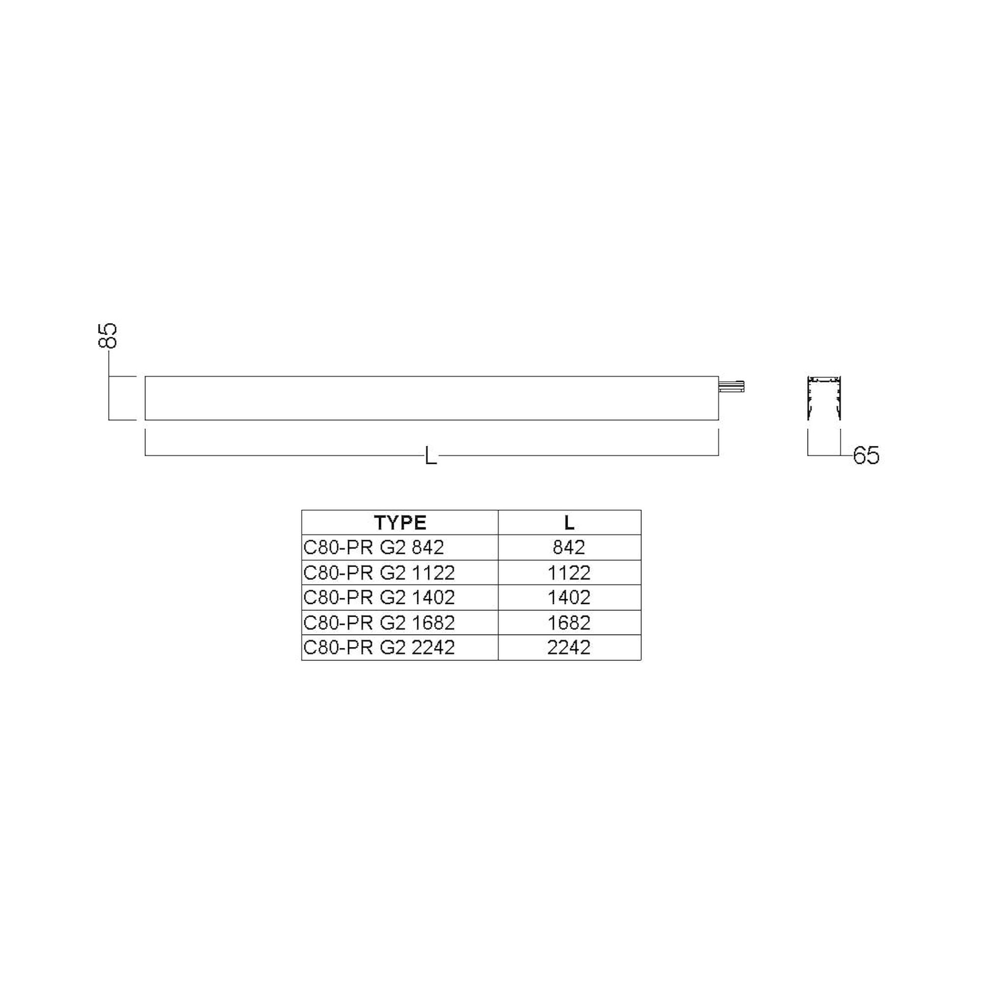 Glamox C80-PR1402 LED luminaire, 9206 lm, 4000 K, DALI dimmable