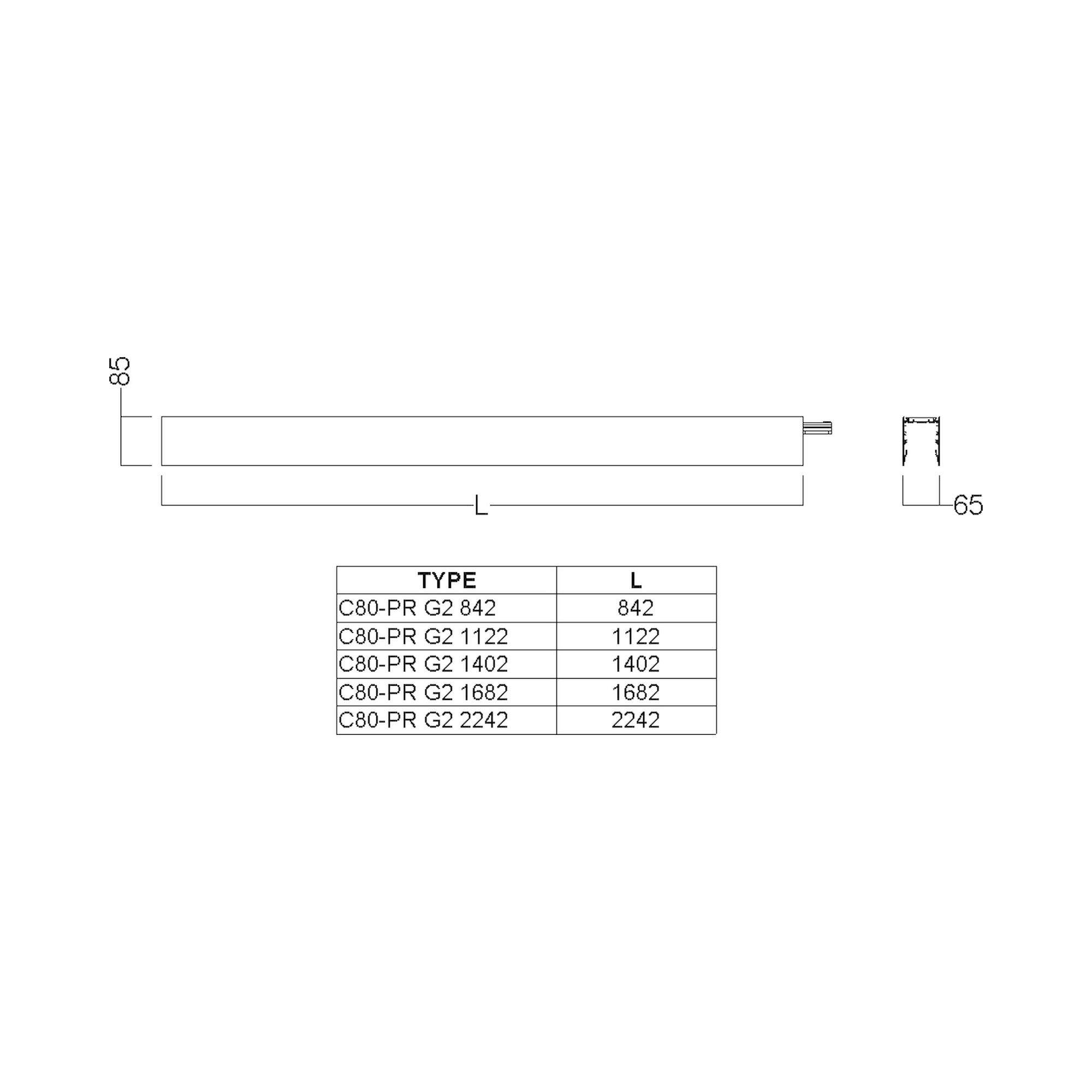 Glamox C80-PR1402 LED luminaire, 4856 lm, 4000 K, DALI dimmable