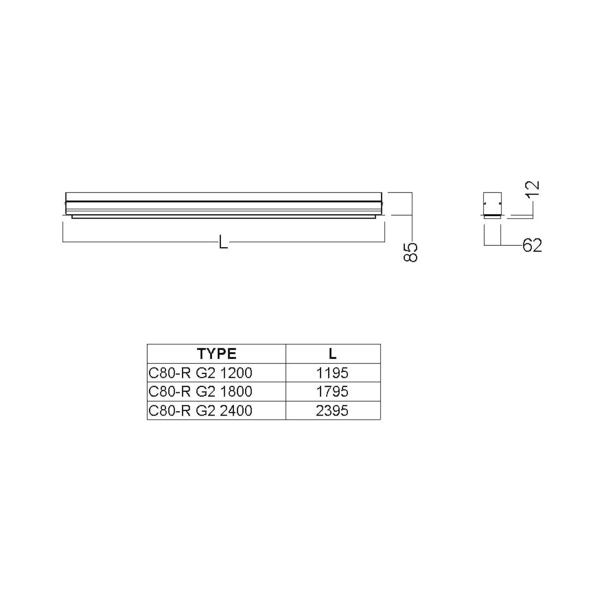 Glamox C80-R1800 luminaire encastré, 6231 lm, 4000 K, à gradation DALI