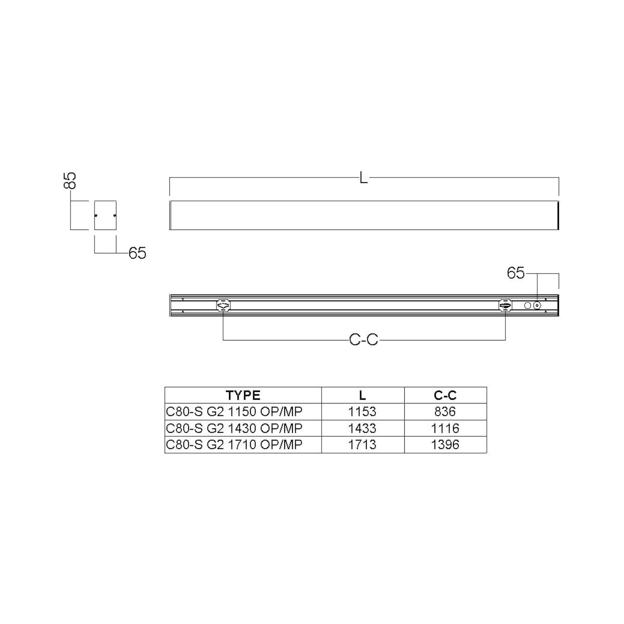 Glamox C80-S1710 luminaire en saillie, 5551 lm, 4000 K, à gradation DALI