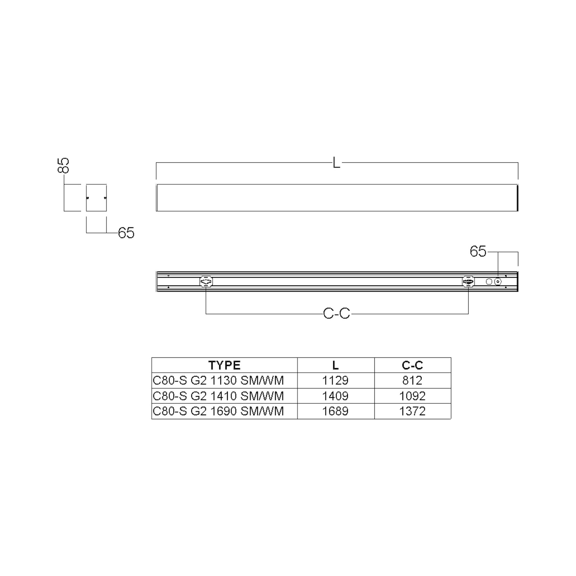 Glamox C80-S1690 luminaire en saillie, 6014 lm, 4000 K, à gradation DALI
