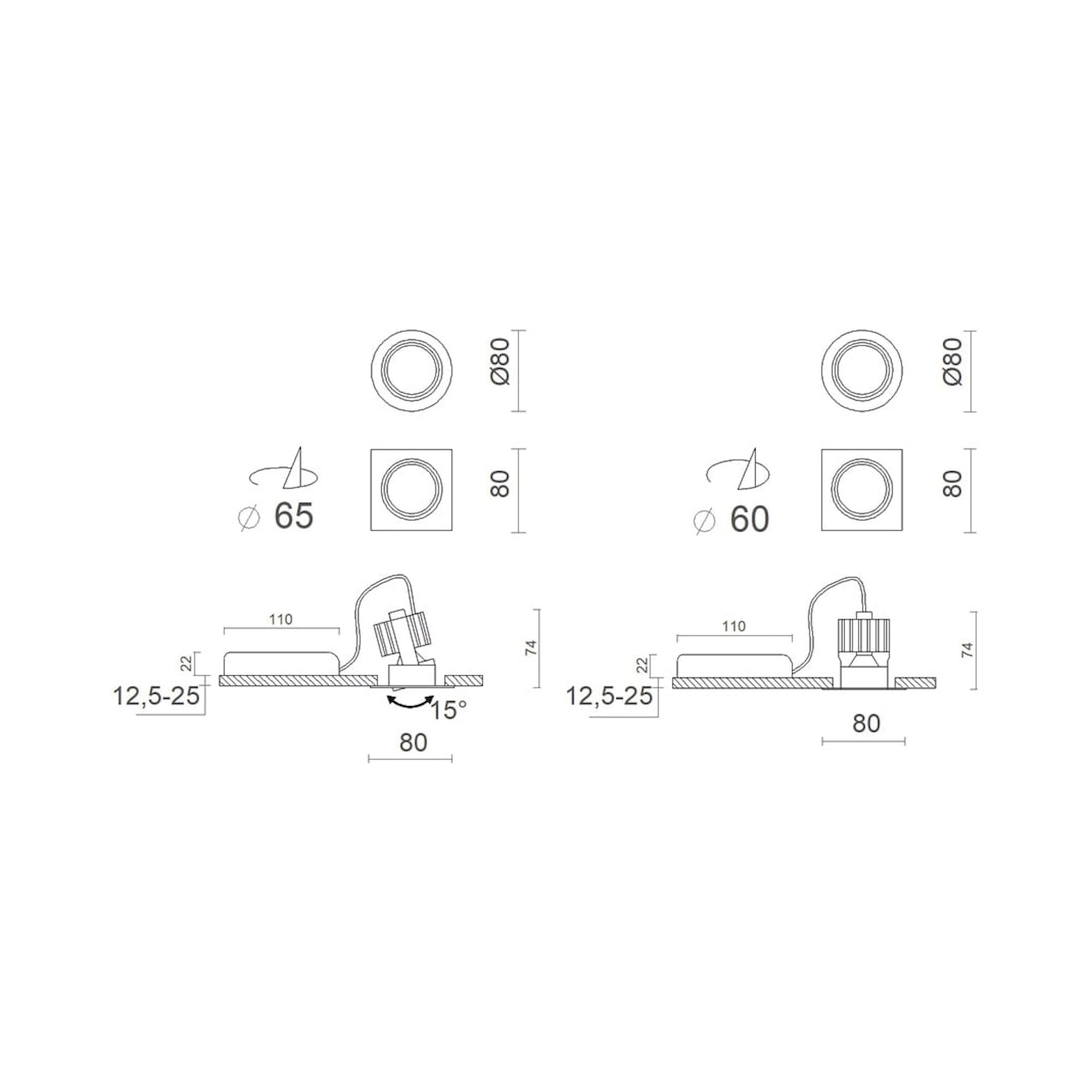 Glamox CAMELEON-R65A downlight, 820 lm, 4000 K, switchable