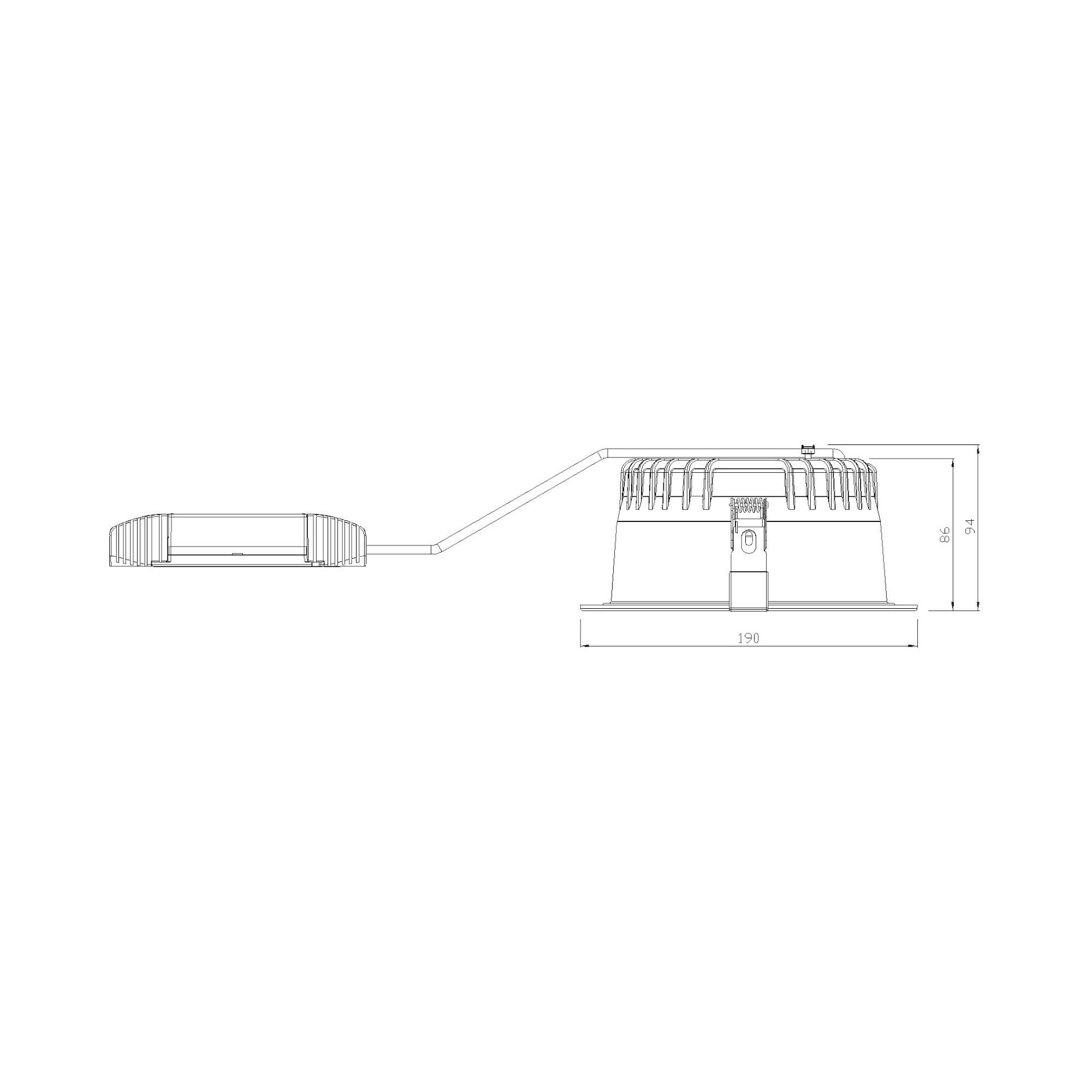 Glamox D50-R175 downlight, 4100 lm, 3000 K, commutable