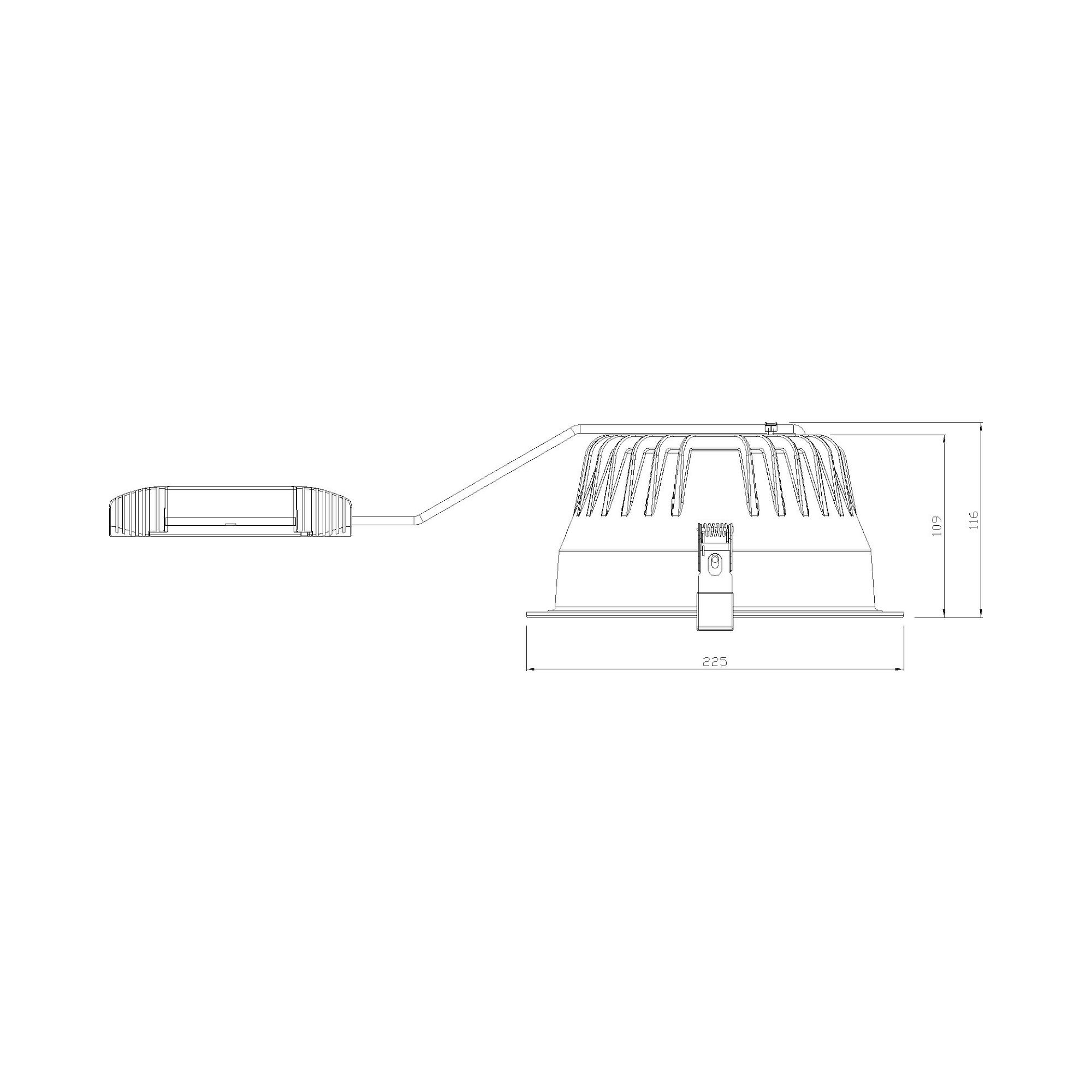 Glamox D50-R210 downlight, 2500 lm, 3000 K, commutable