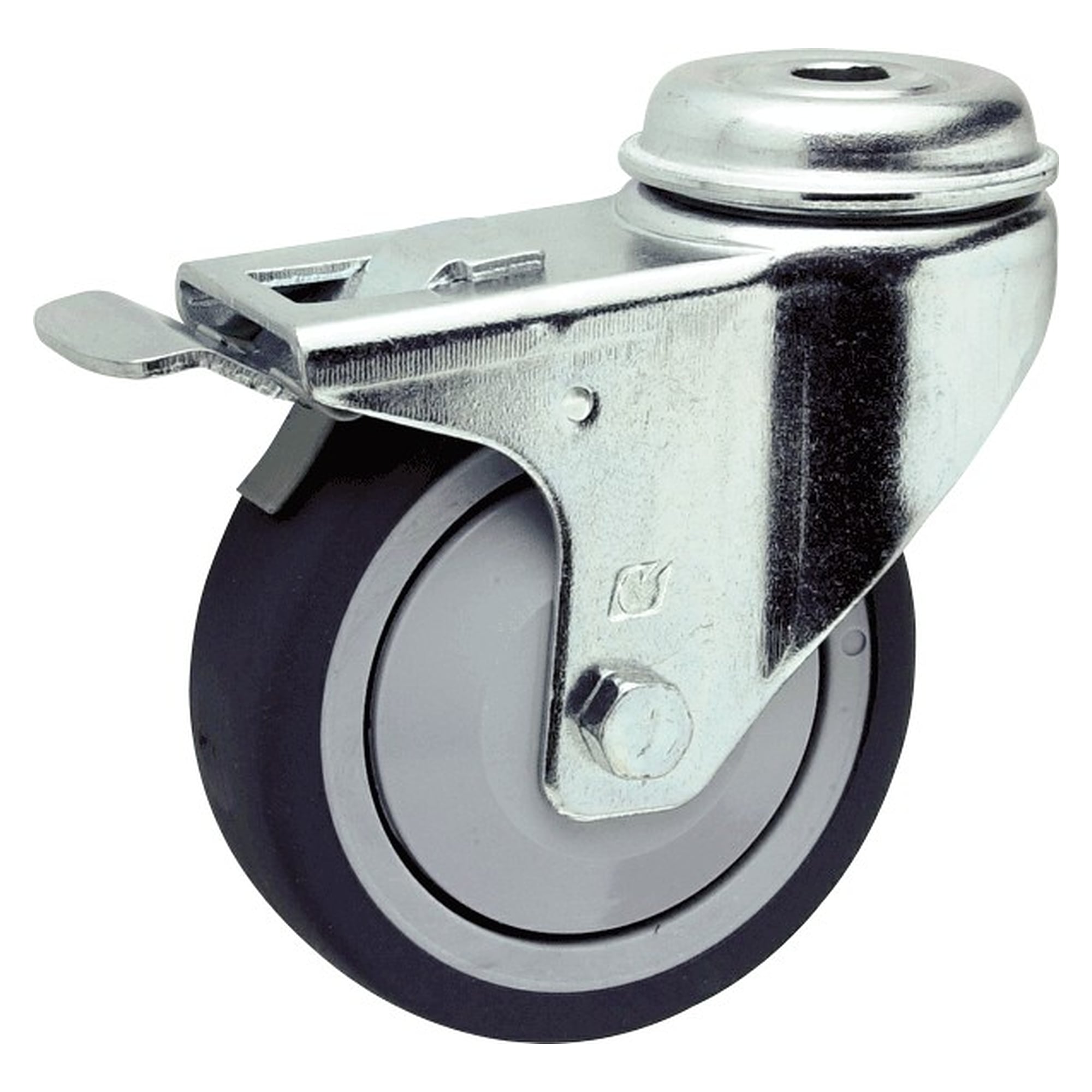 Roulette pivotante ESD avec trou de fixation arrière et frein, roue , gris