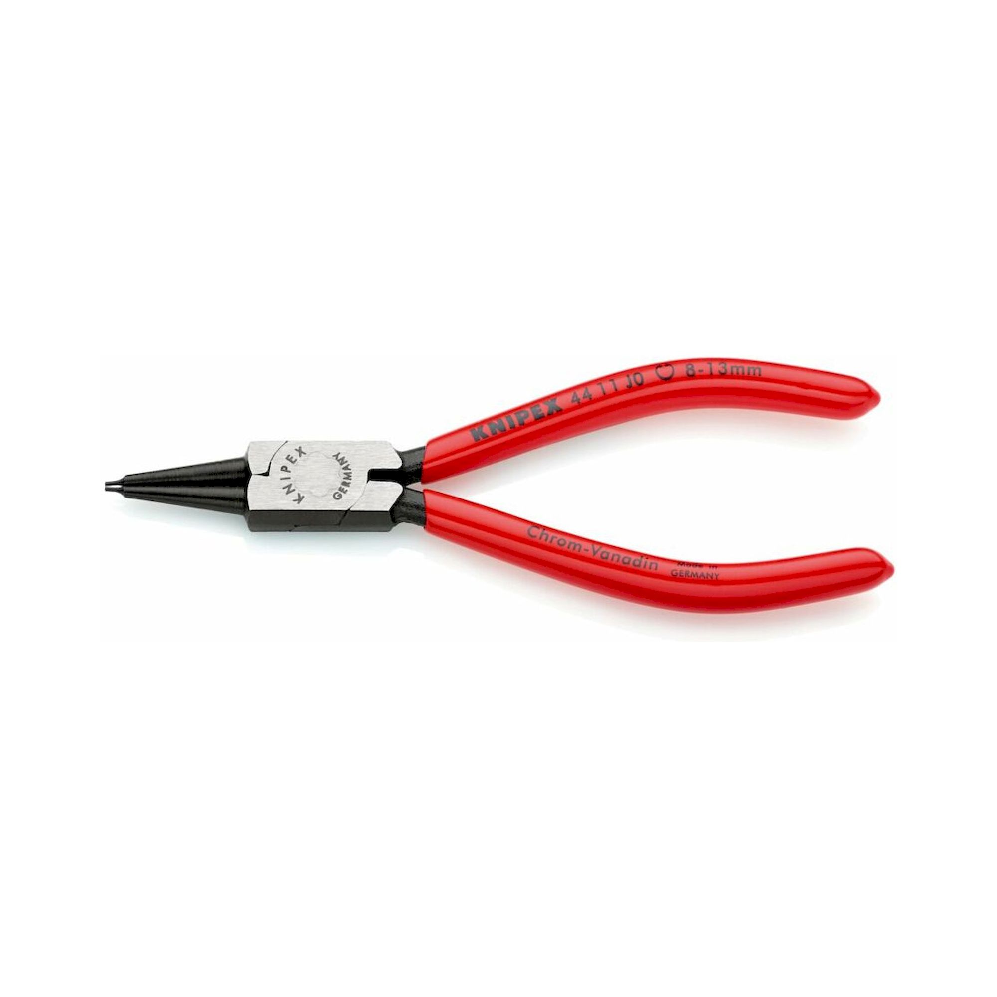 Knipex 44 11 J0 SB. Sicherungsringzange für Innenringe mit Kunststoff überzogen, Ø 8 – 13 mm, schwarz atramentiert, 140 mm (SB-Karte/Blister)