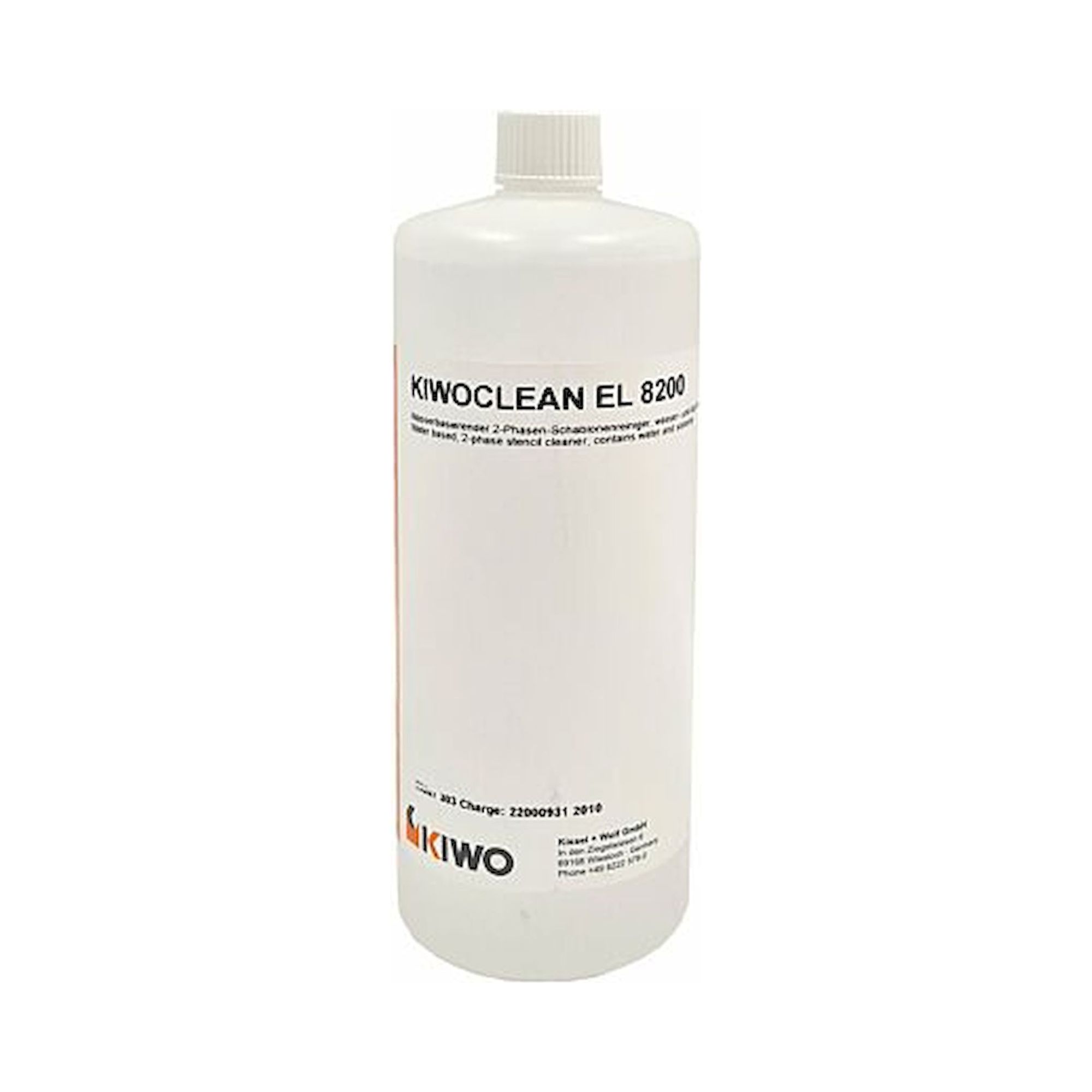Kiwo 23207 303. KIWOCLEAN EL 8200 2-phasiger Reiniger, Metallschablonen, Fehldrucke, 1 l Flasche