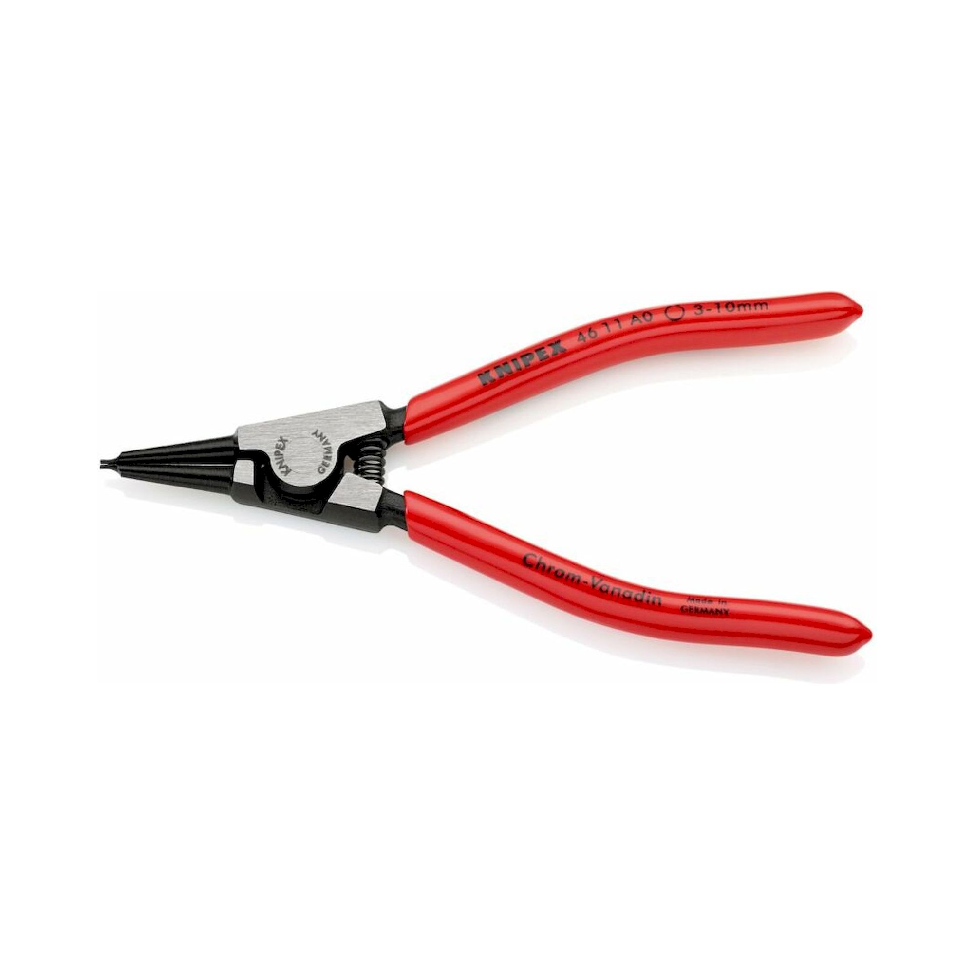 Knipex 46 11 A0 SB. Sicherungsringzange für Außenringe auf Wellen mit Kunststoff überzogen, Ø 3 – 10 mm, schwarz atramentiert, 140 mm (SB-Karte/Blister)