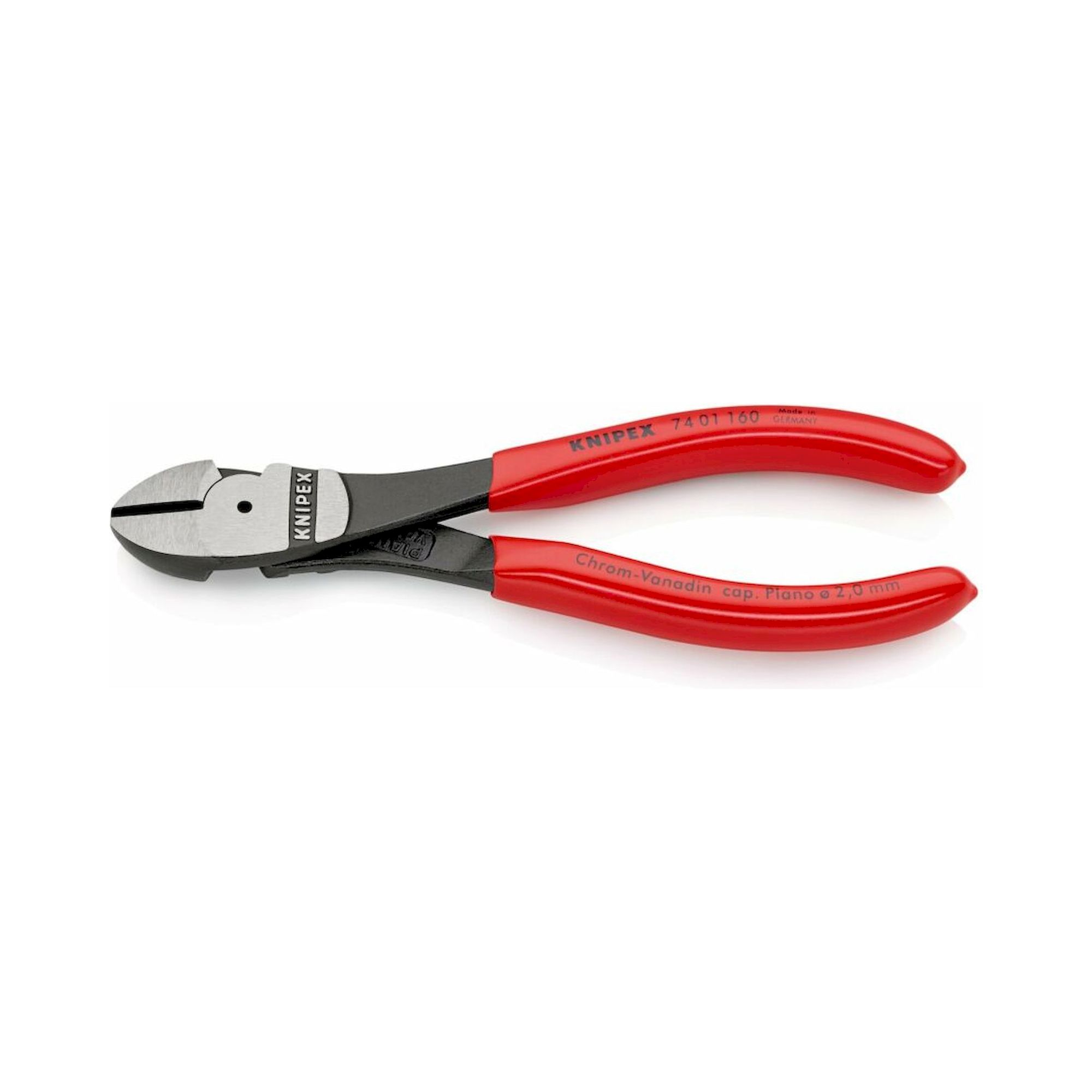Knipex 74 01 160 SB. Kraft-Seitenschneider mit Kunststoff überzogen, schwarz atramentiert, 160 mm (SB-Karte/Blister)
