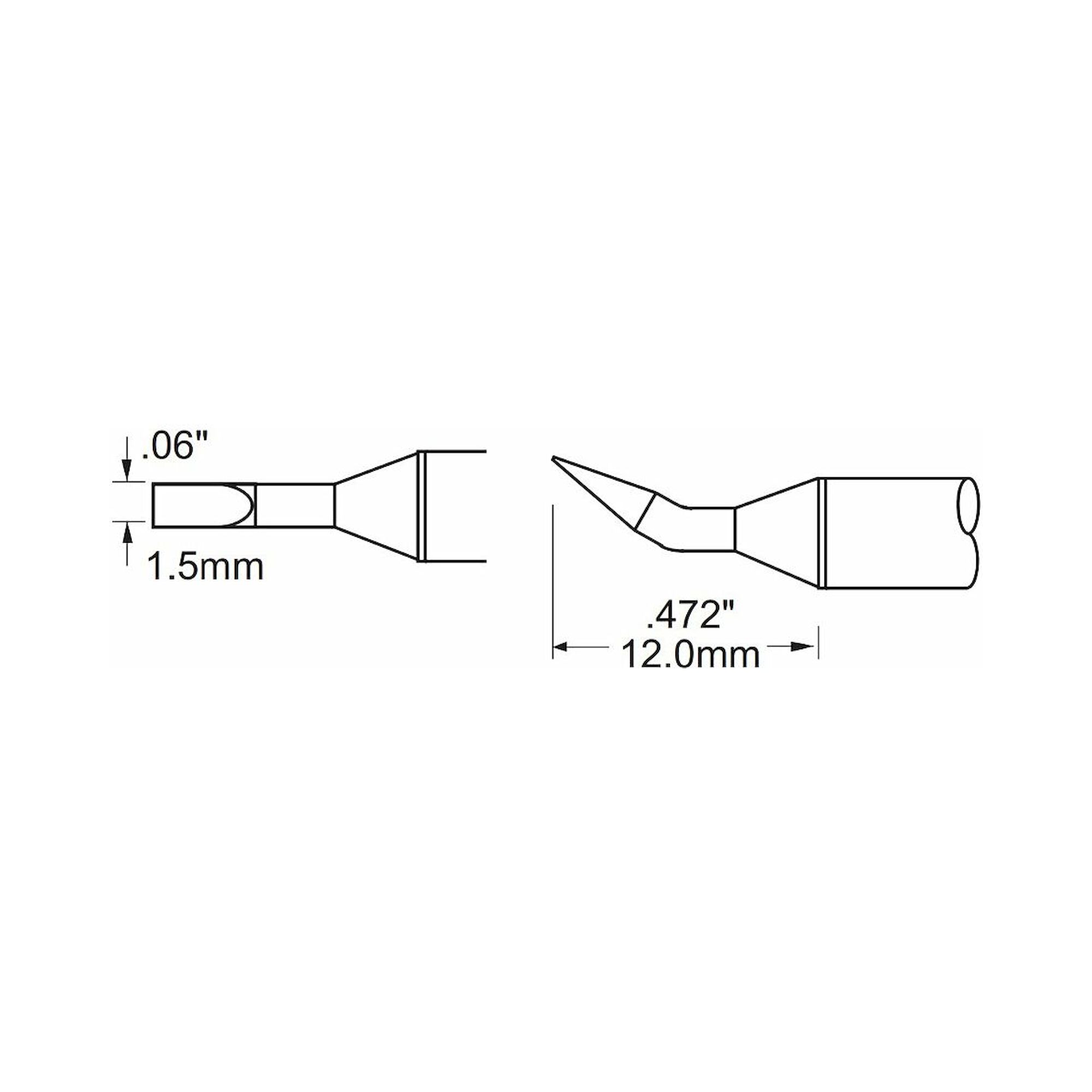 Oki PHT-650326. Lötspitze PHT-Serie, meißelförmig fein, gebogen 30°, 1,5x12 mm