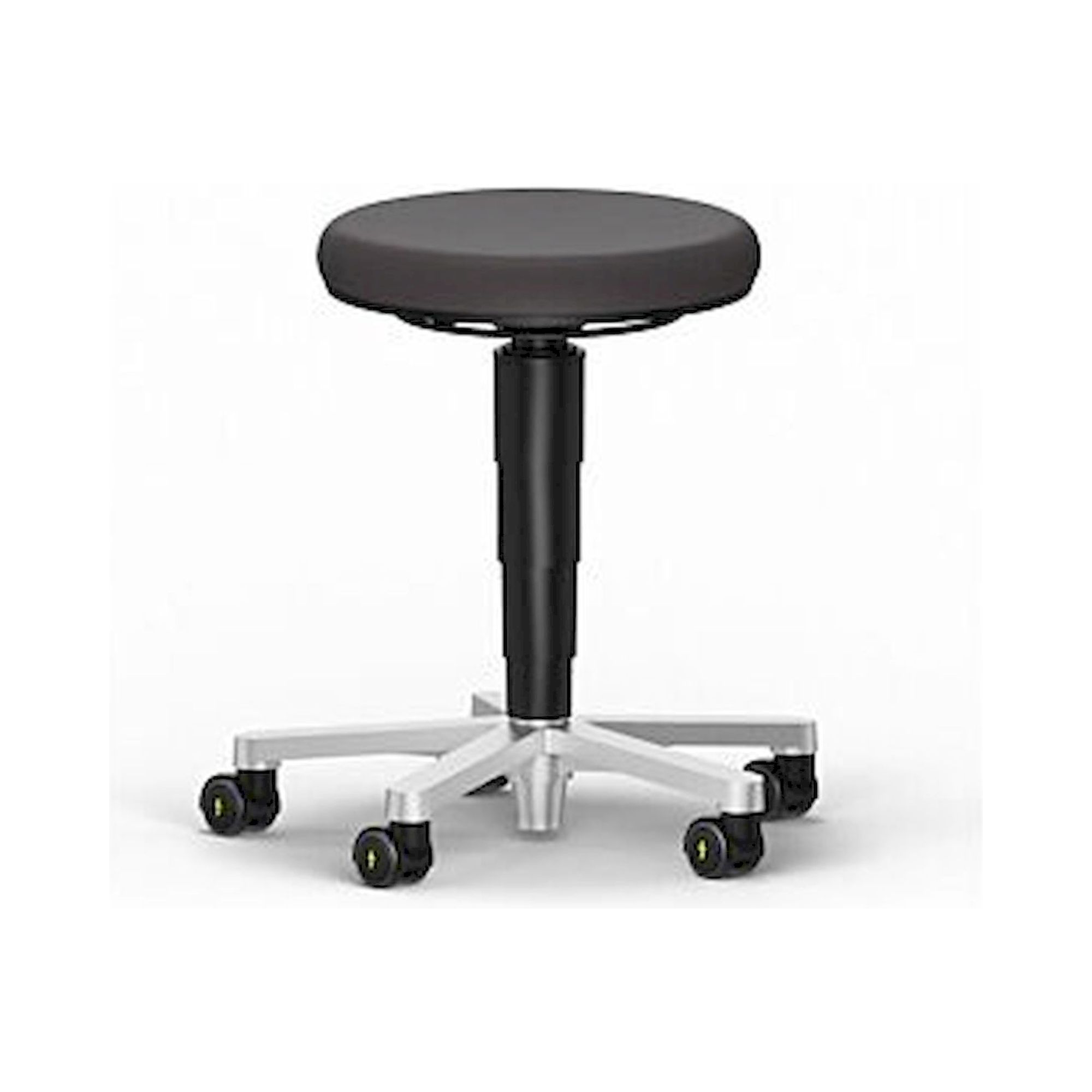 Bimos 9463E-9801. ESD Hocker 2, mit Rollen, Stoff Duotec schwarz, Farbring schwarz