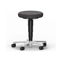 Bimos 9463E-9801. ESD Hocker 2, mit Rollen, Stoff Duotec schwarz, Farbring schwarz