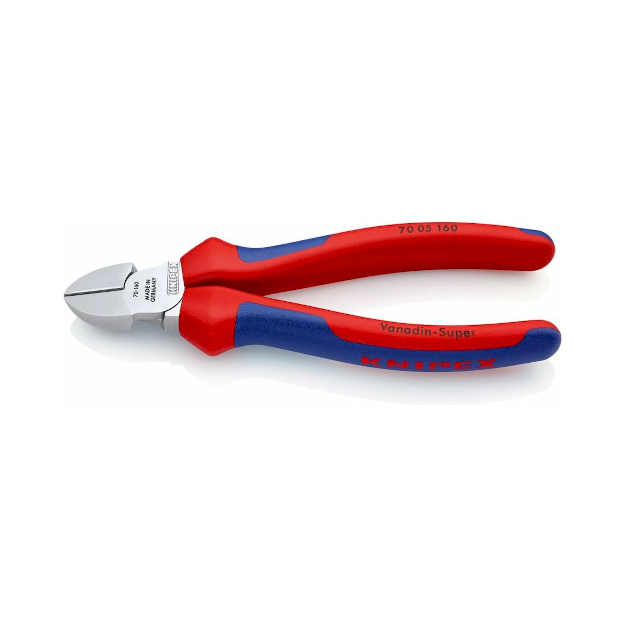 Knipex 70 05 160 SB. Seitenschneider mit Mehrkomponenten-Hüllen, verchromt, 160 mm (SB-Karte/Blister)