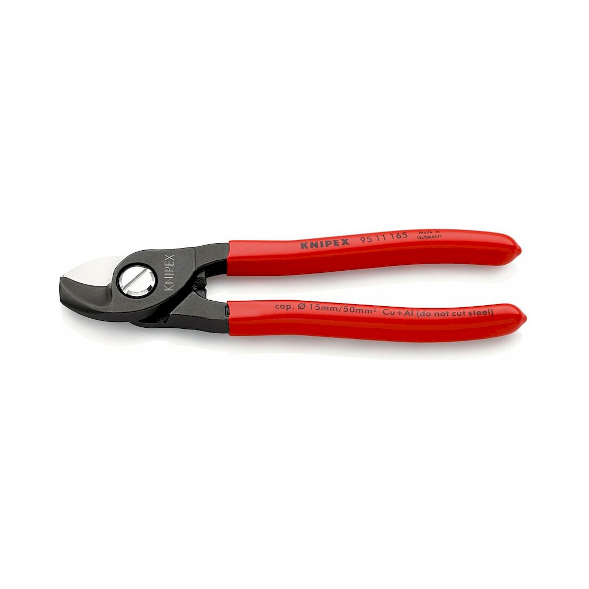 Knipex 95 11 165 SB. Kabelschere mit Kunststoff überzogen, brüniert, 165 mm (SB-Karte/Blister)