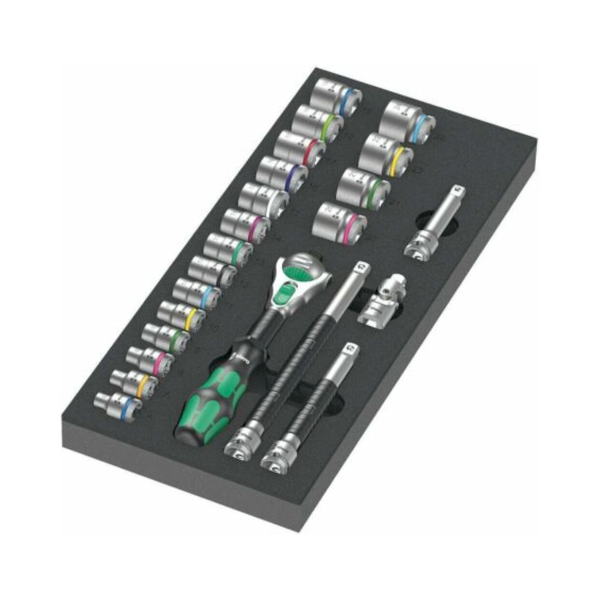 Wera 05150111001. Schaumstoffeinlage 8000 B Zyklop Knarre 3/8" Set 1, 23-teilig