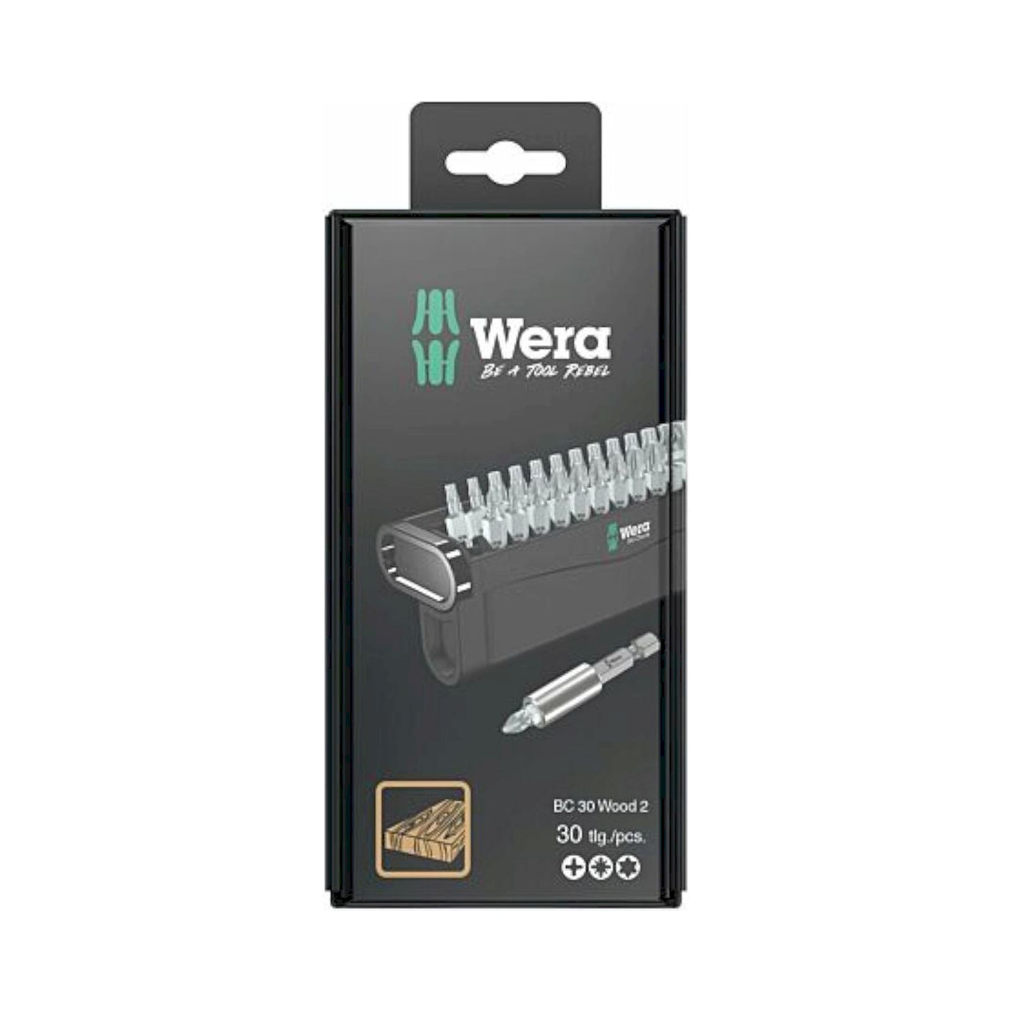Wera 05057438001. Bit-Check 30 Wood 2 SB, 30-teilig