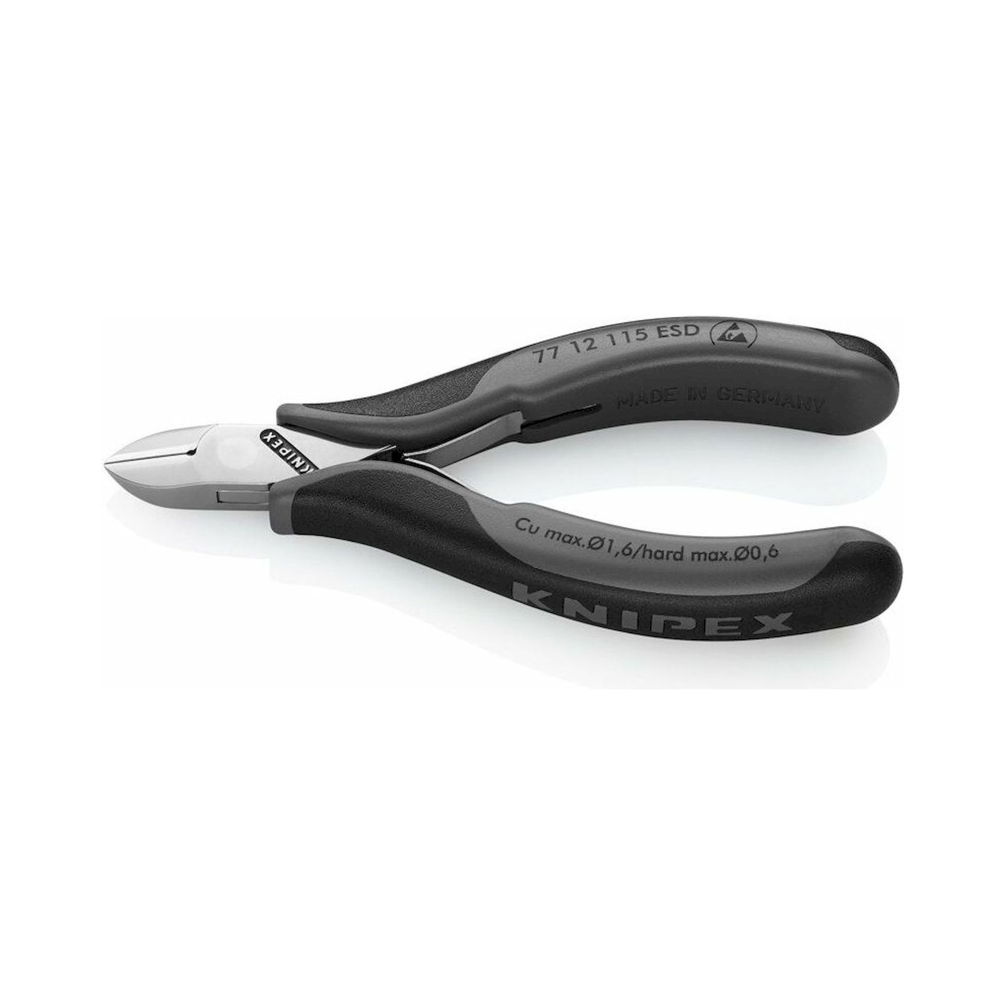 Knipex 77 12 115 ESD. ESD electronic side cutter, with bevel, 115 mm