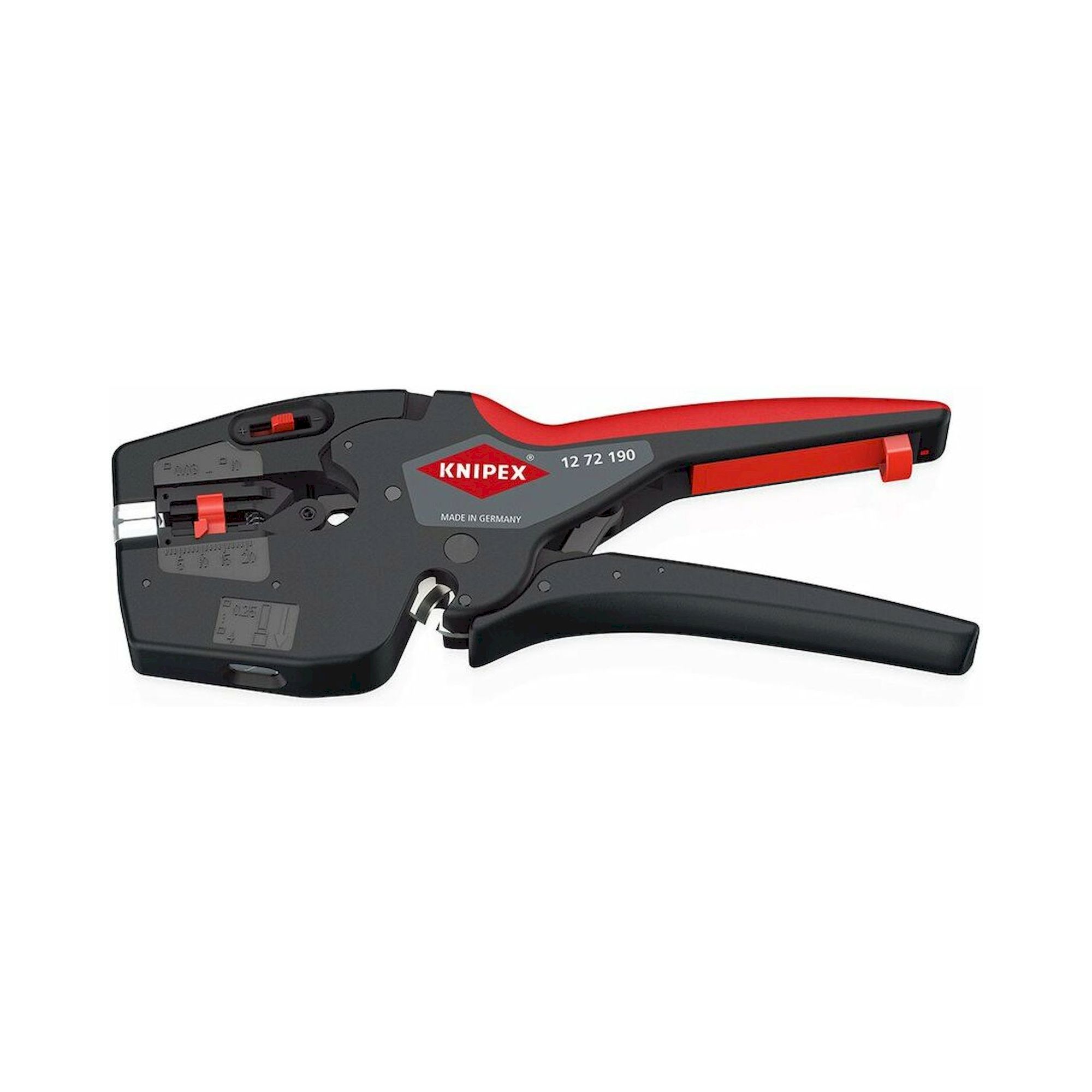 Knipex 12 72 190 SB. NexStrip Elektriker-Multiwerkzeug mit rutschhemmenden Kunststoff-Hüllen, 190 mm