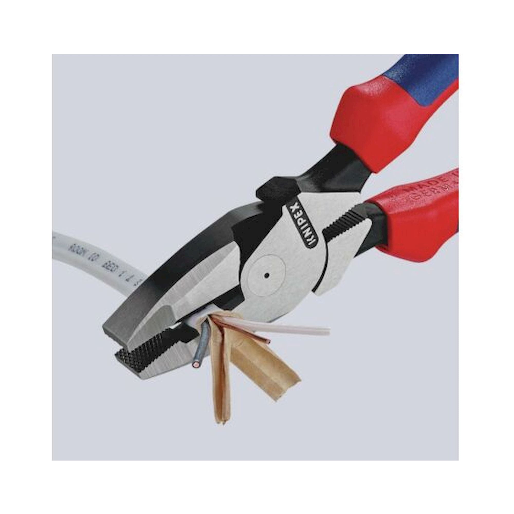 Knipex 09 02 240 SB. Kraft-Kombizange "Lineman's Pliers" mit Mehrkomponenten-Hüllen, schwarz atramentiert, 240 mm (SB-Karte/Blister)