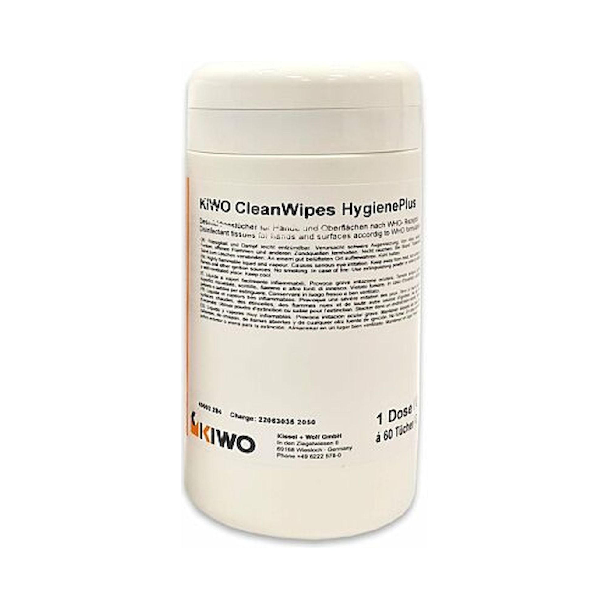Kiwo 49002 284. KIWO CleanWipes HygienePlus Getränkte Wischtücher, 60 Stück