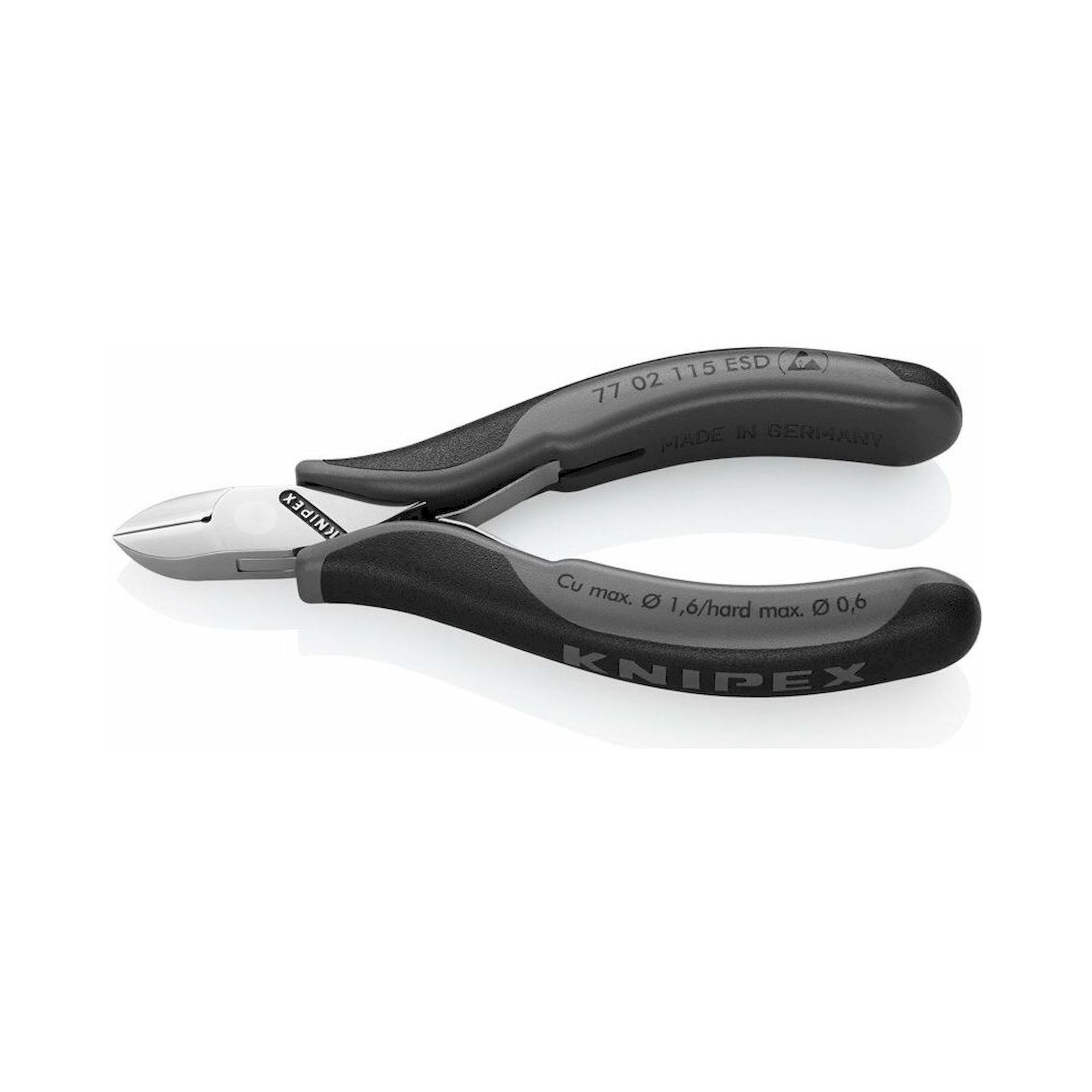 Knipex 77 02 115 ESD. ESD Elektronik-Seitenschneider, rund, kleine Facette, 115 mm