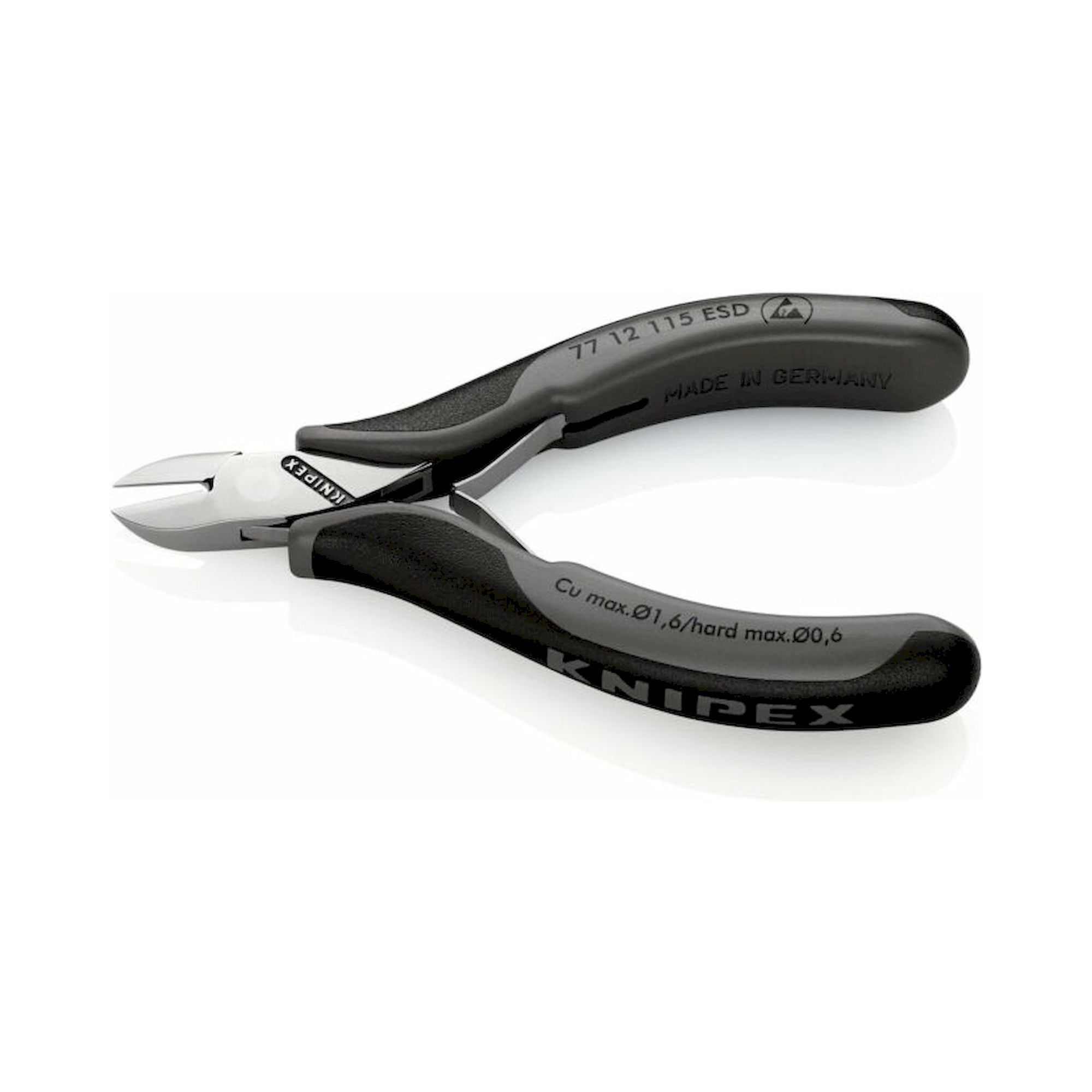 Knipex 77 12 115 ESDSB. ESD Elektronik-Seitenschneider mit Mehrkomponenten-Hüllen, 115 mm (SB-Karte/Blister)