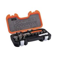 Bahco S140T. Cannulated socket wrench set with swivel head ratchet and extensions, 14 pieces