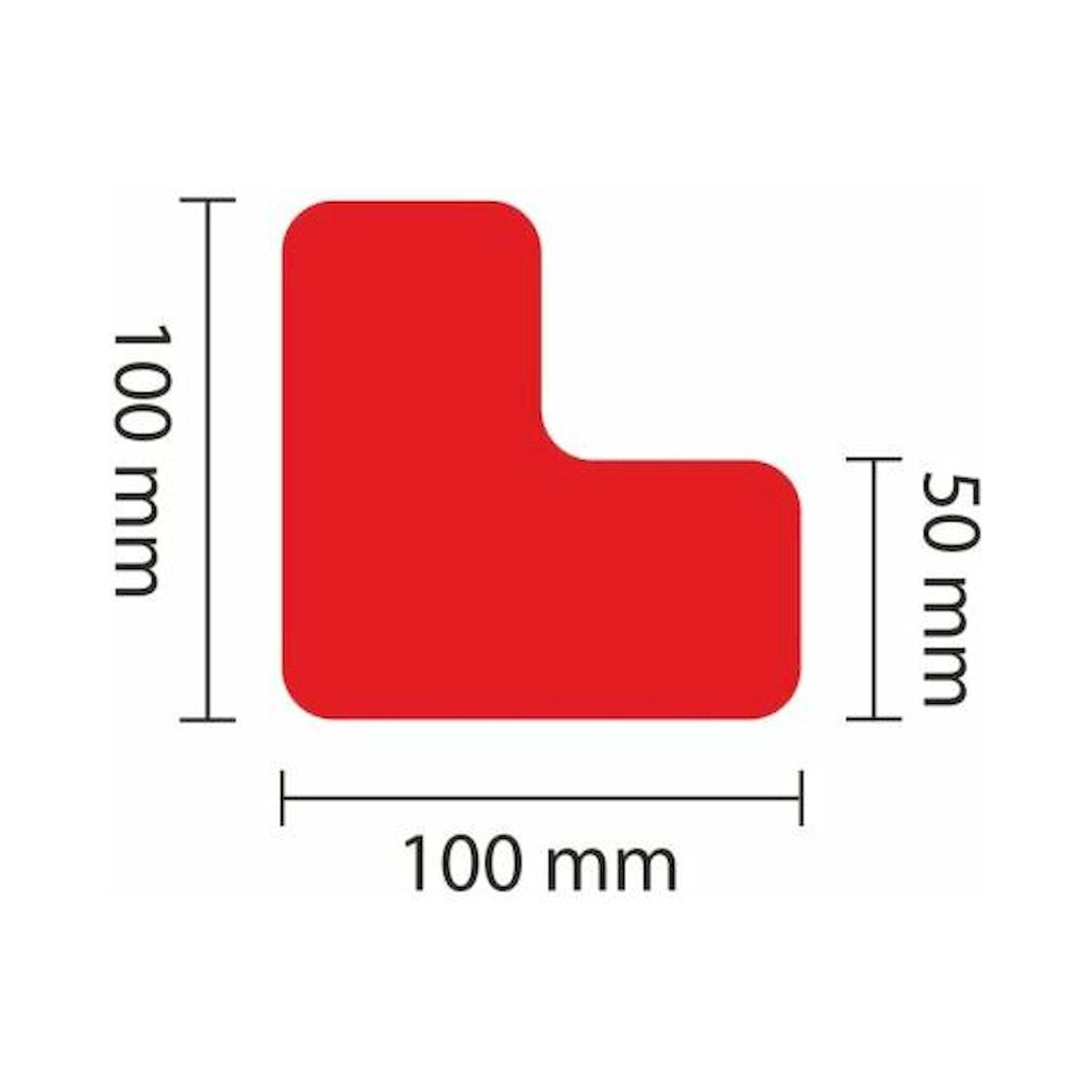 1A Tapes 5110.01.060. WT-5110 Lagerplatzkennz. rot Winkel 50mm (L:100mm), VPE 25 Stück