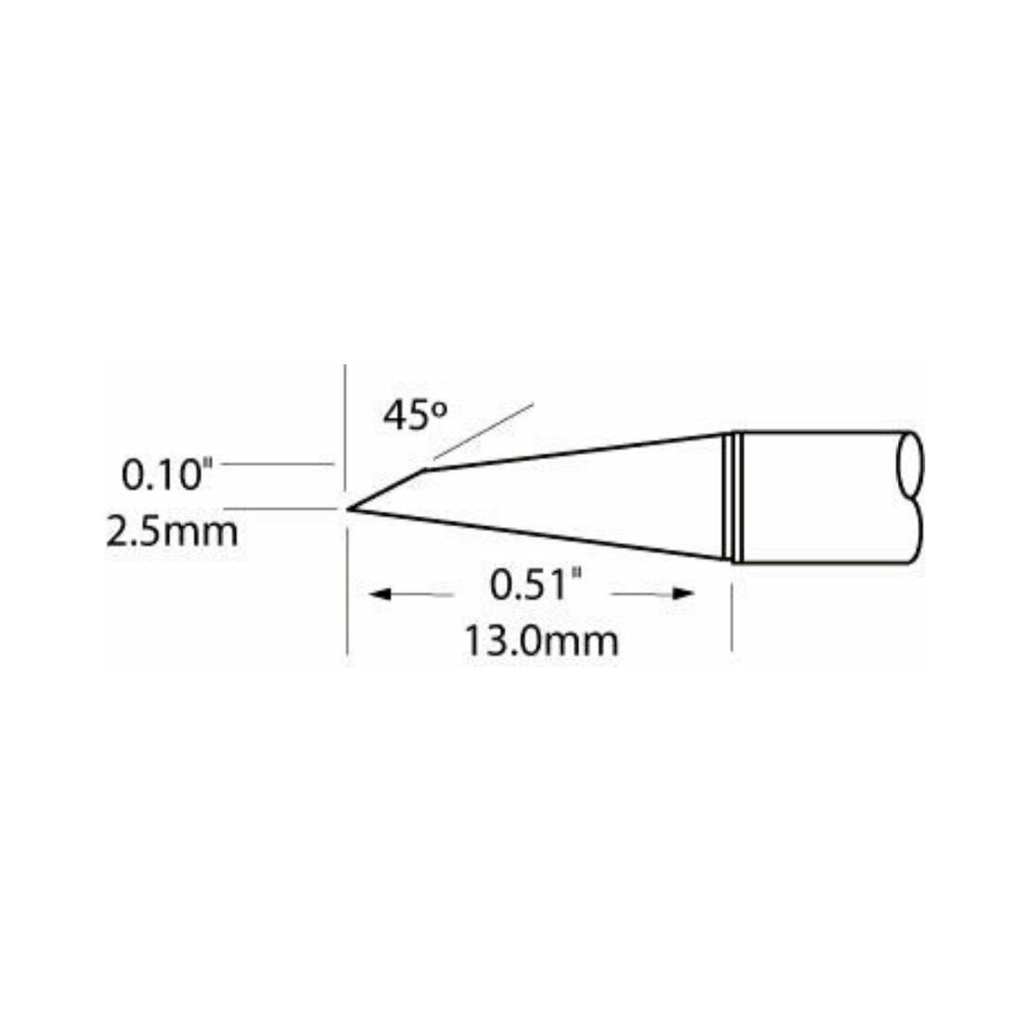 Oki SFV-DRH20CP. Lötspitze SxV Serie, hufförmig 45°, 2,5x13 mm