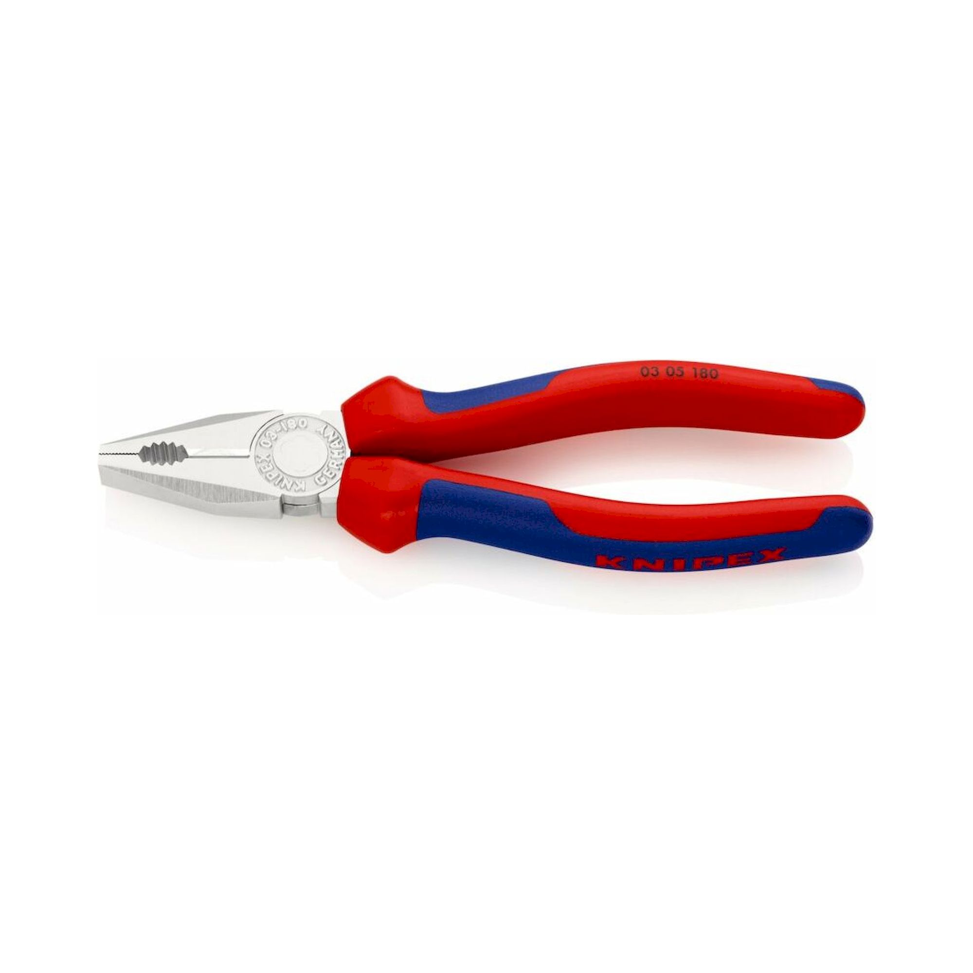 Knipex 03 05 180 SB. Kombizange mit Mehrkomponenten-Hüllen, verchromt, 180 mm (SB-Karte/Blister)