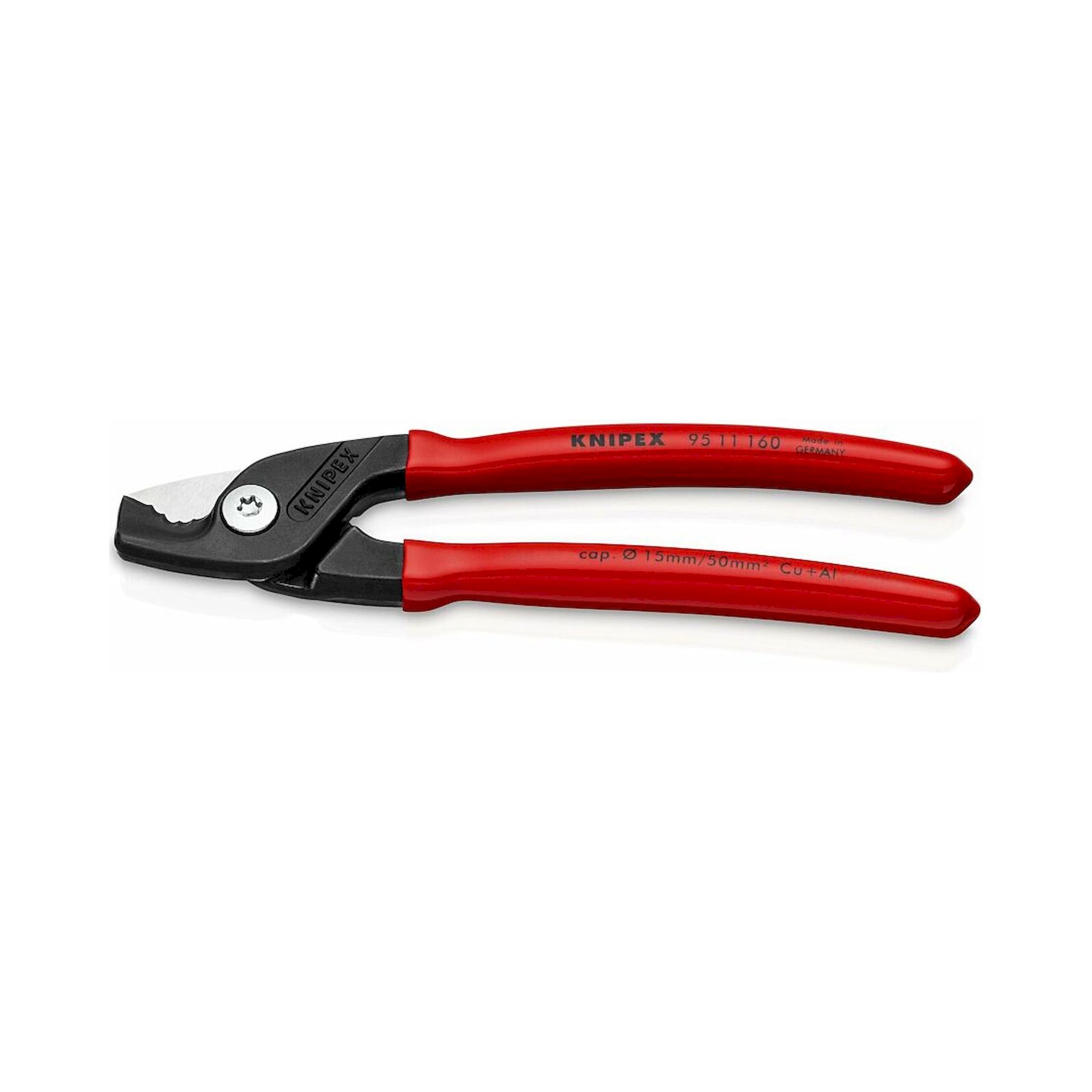 Knipex 95 11 160. StepCut Kabelschere mit Kunststoff überzogen, brüniert, 160 mm
