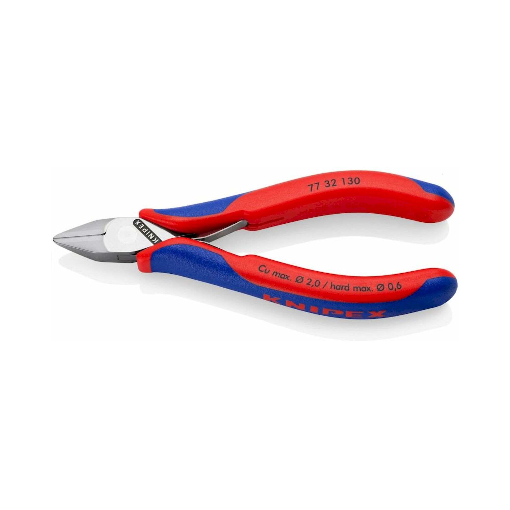 Knipex 77 32 130. Elektronik-Seitenschneider, mit spitzem Kopf, mit kleiner Facette, 130 mm