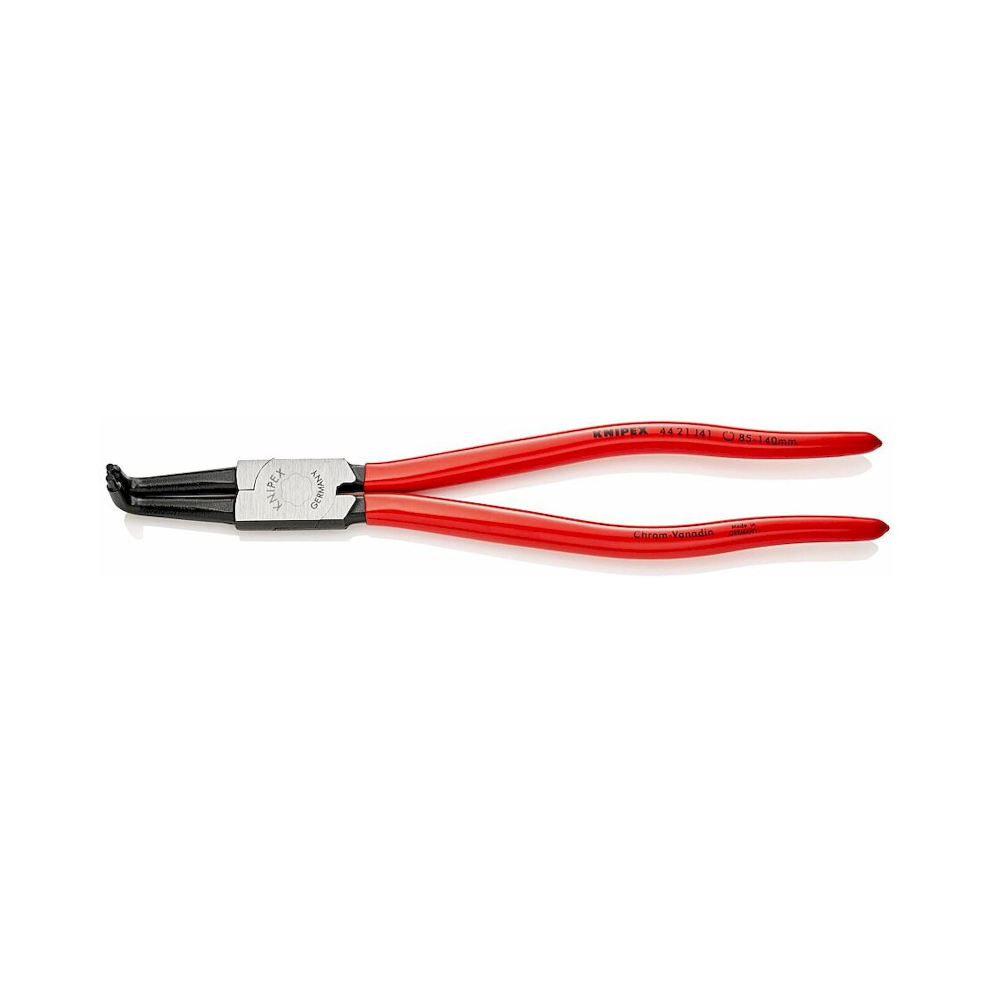 Knipex 44 21 J41 SB. Sicherungsringzange für Innenringe in Bohrungen mit Kunststoff überzogen, 90° abgewinkelt, schwarz atramentiert, 300 mm (SB-Karte/Blister)